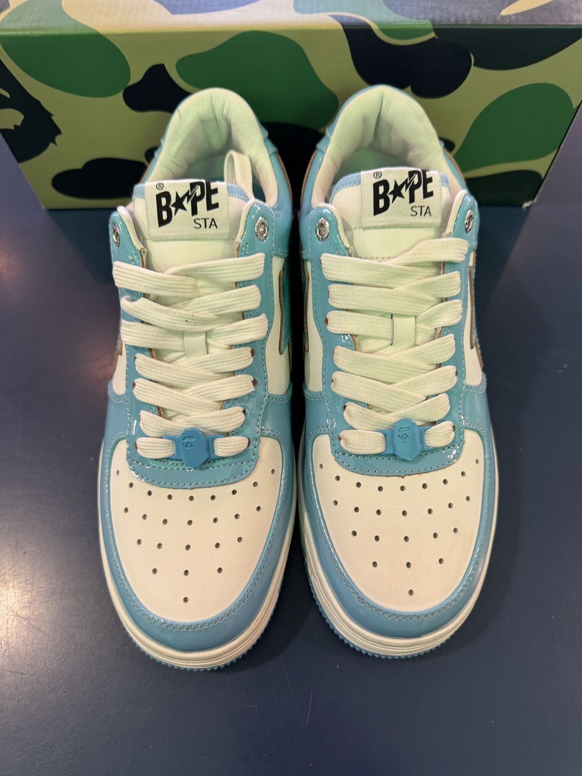 Bape Bapesta Patent Leather Baby Blue Sax Size US 9 / EU 42 - 1 Thumbnail