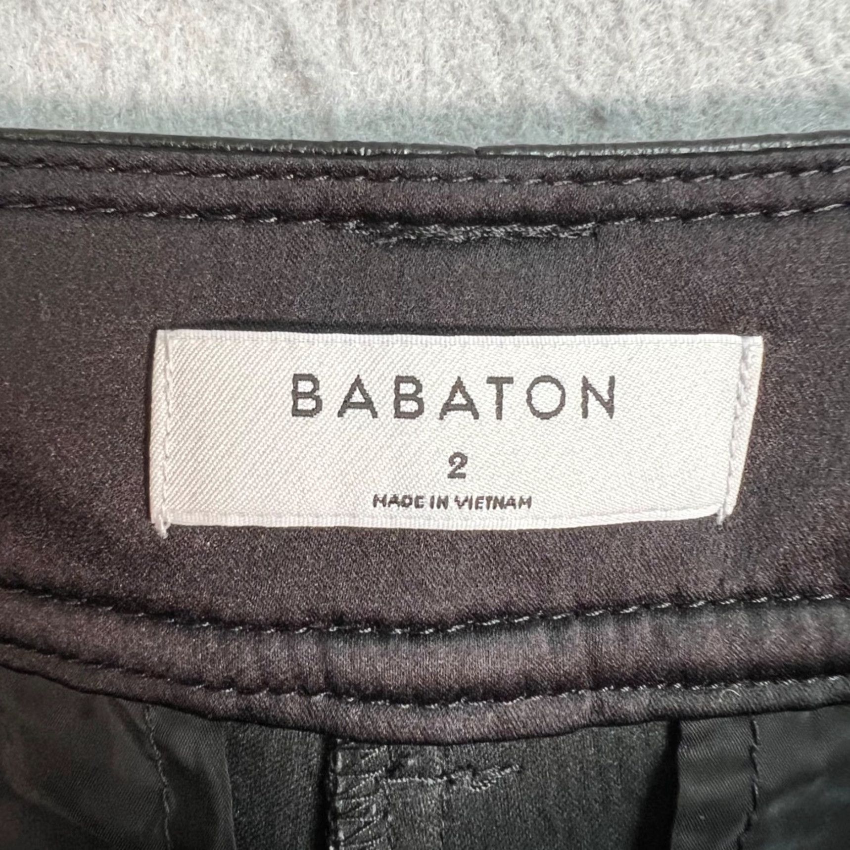 Vintage Babaton Womens Pants Size 2 Black Faux Leather High-Waisted Straight Leg Womens Size 26" / US 2 / IT 38 - 3 Thumbnail
