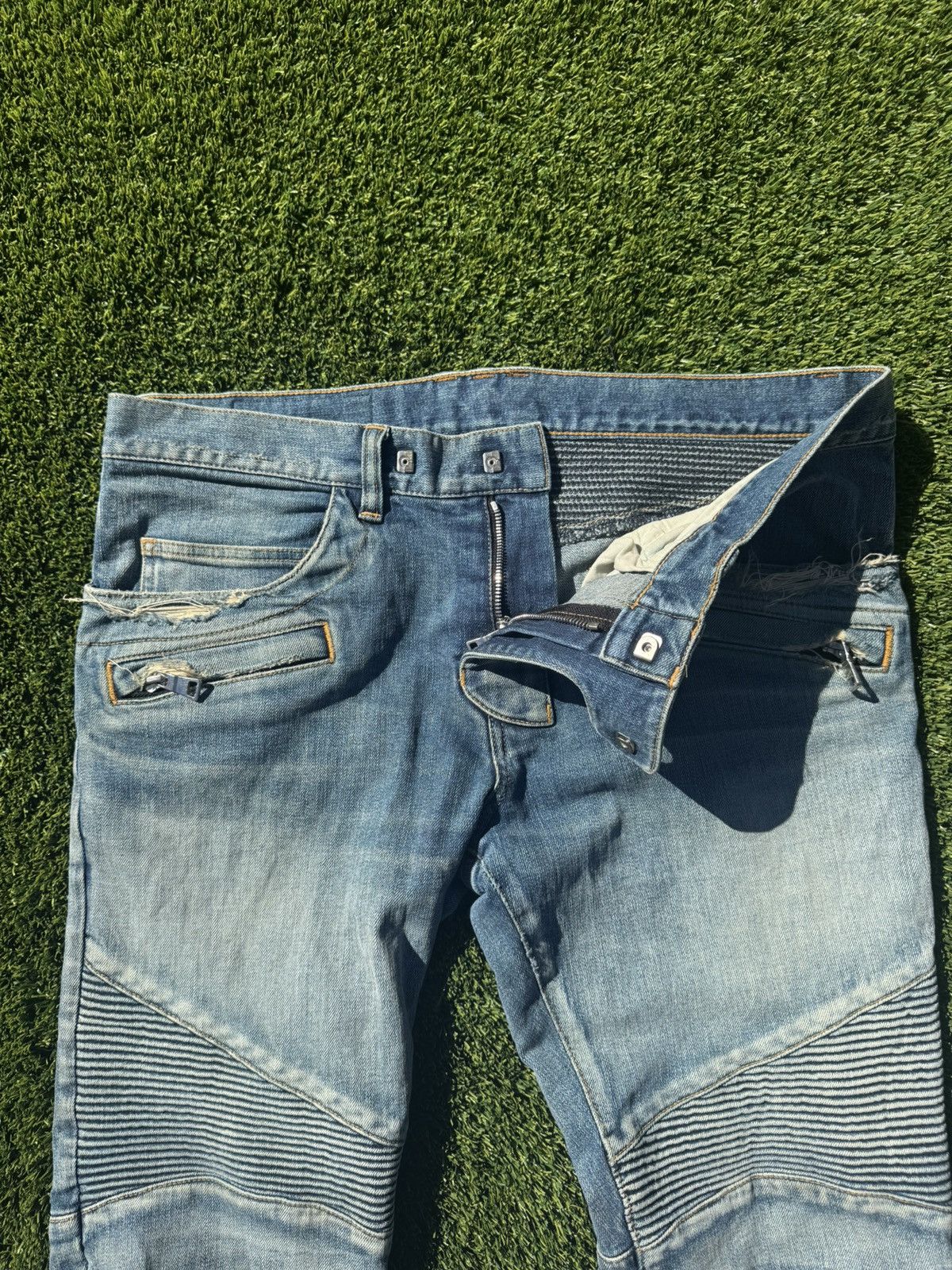 Balmain Balmain Blue Biker Jeans Size US 34 / EU 50 - 4 Thumbnail