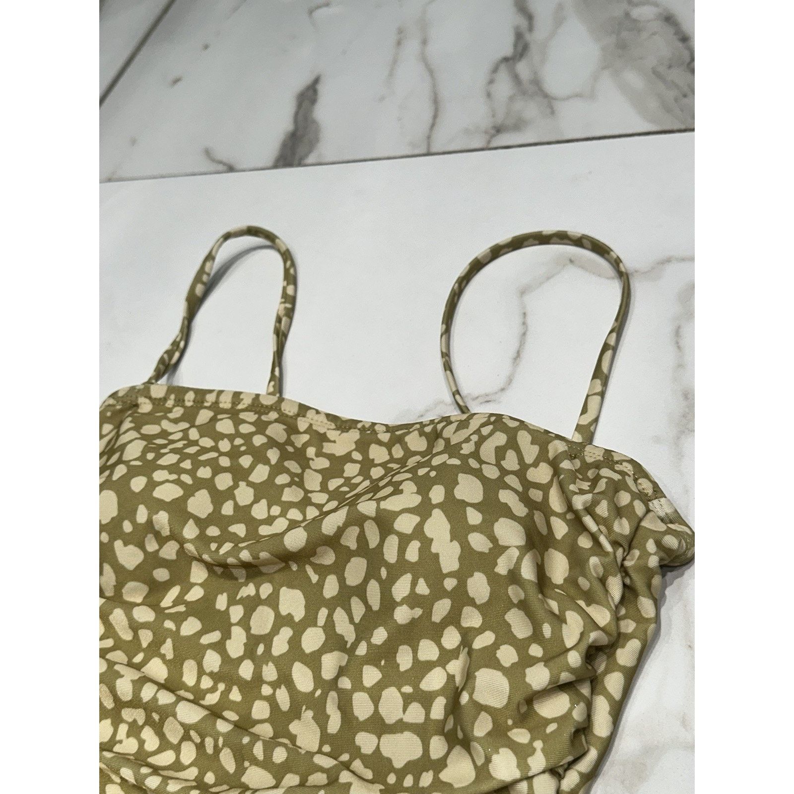 Primark Primark One Piece Bandeau Control Green Dot Print Swimsuit Size ONE SIZE - 6 Thumbnail