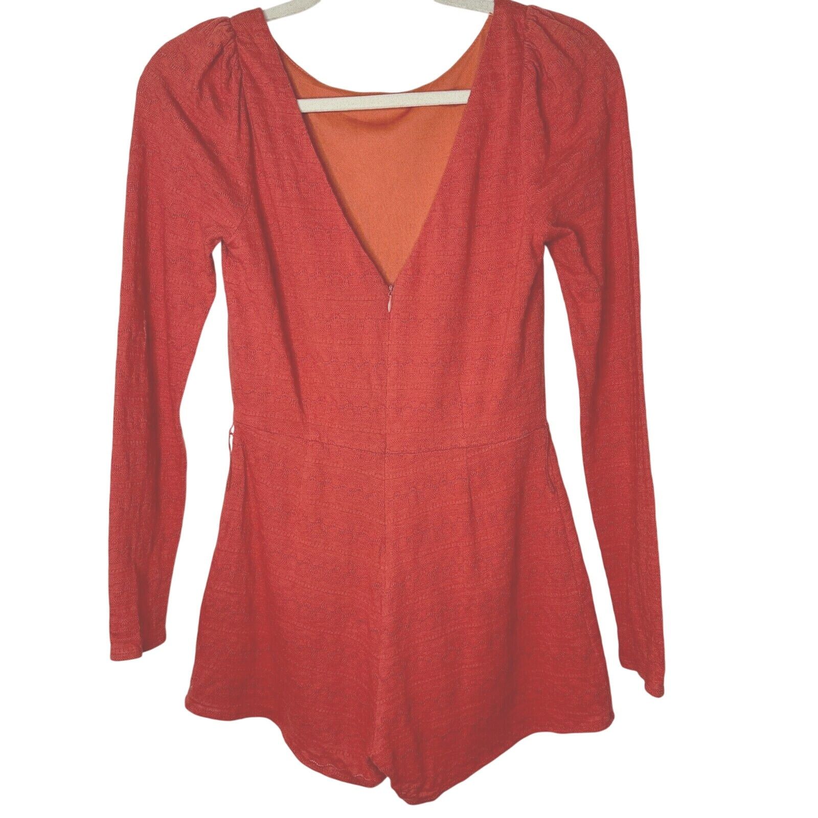 Other Ark & Co Salmon High Neck V Back Zip Embroidered Zip Romper Size 27" / US 4 / IT 40 - 3 Thumbnail