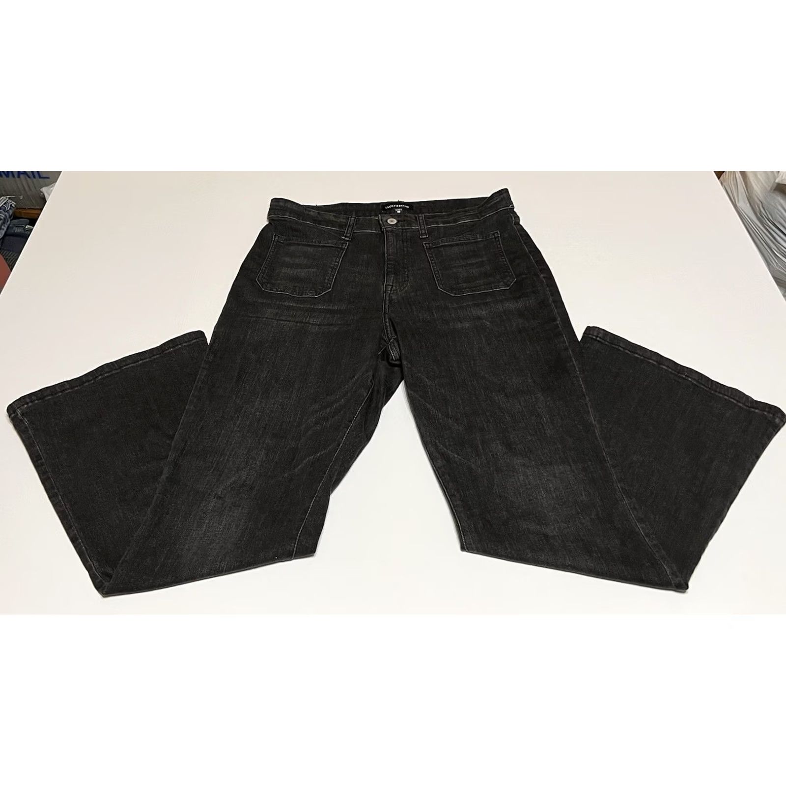 Lucky Brand VINTAGE Lucky Brand Jeans Womens Flare High Rise 34x30 Black Denim 14/32A Bohemian Retro Size 24" / US 00 / IT 34 - 2 Thumbnail