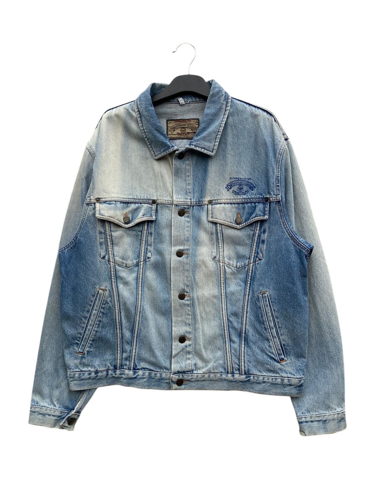 Armani Vintage Armani Jeans Sun Faded Trucker Jacket Size US XL / EU 56 / 4 - 1 Thumbnail