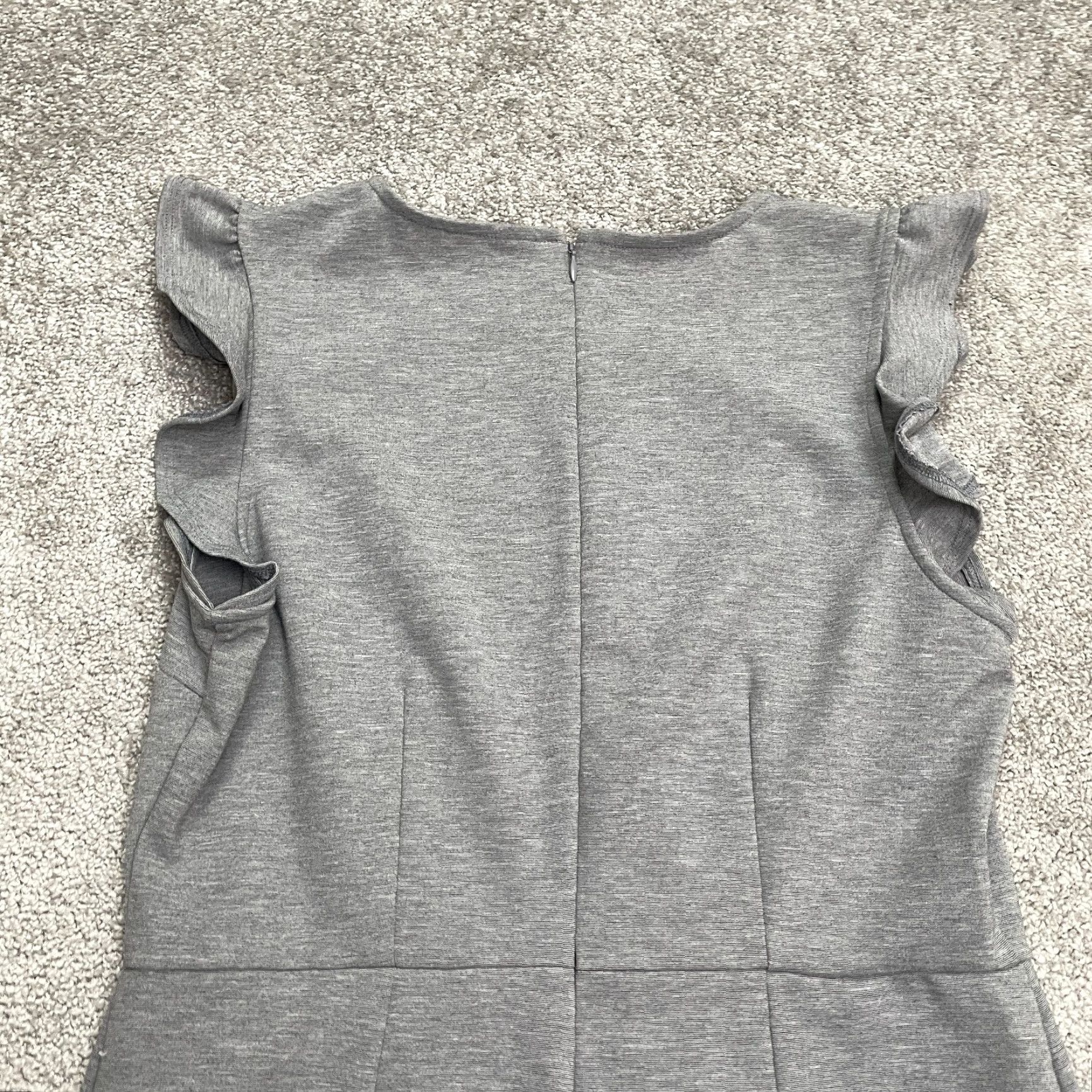 Old Navy Old Navy Dress Womens L Gray Ponte Knit Flutter Ruffle Sleeve Midi Sheath Zip Solid Work Size L / US 10 / IT 46 - 6 Thumbnail