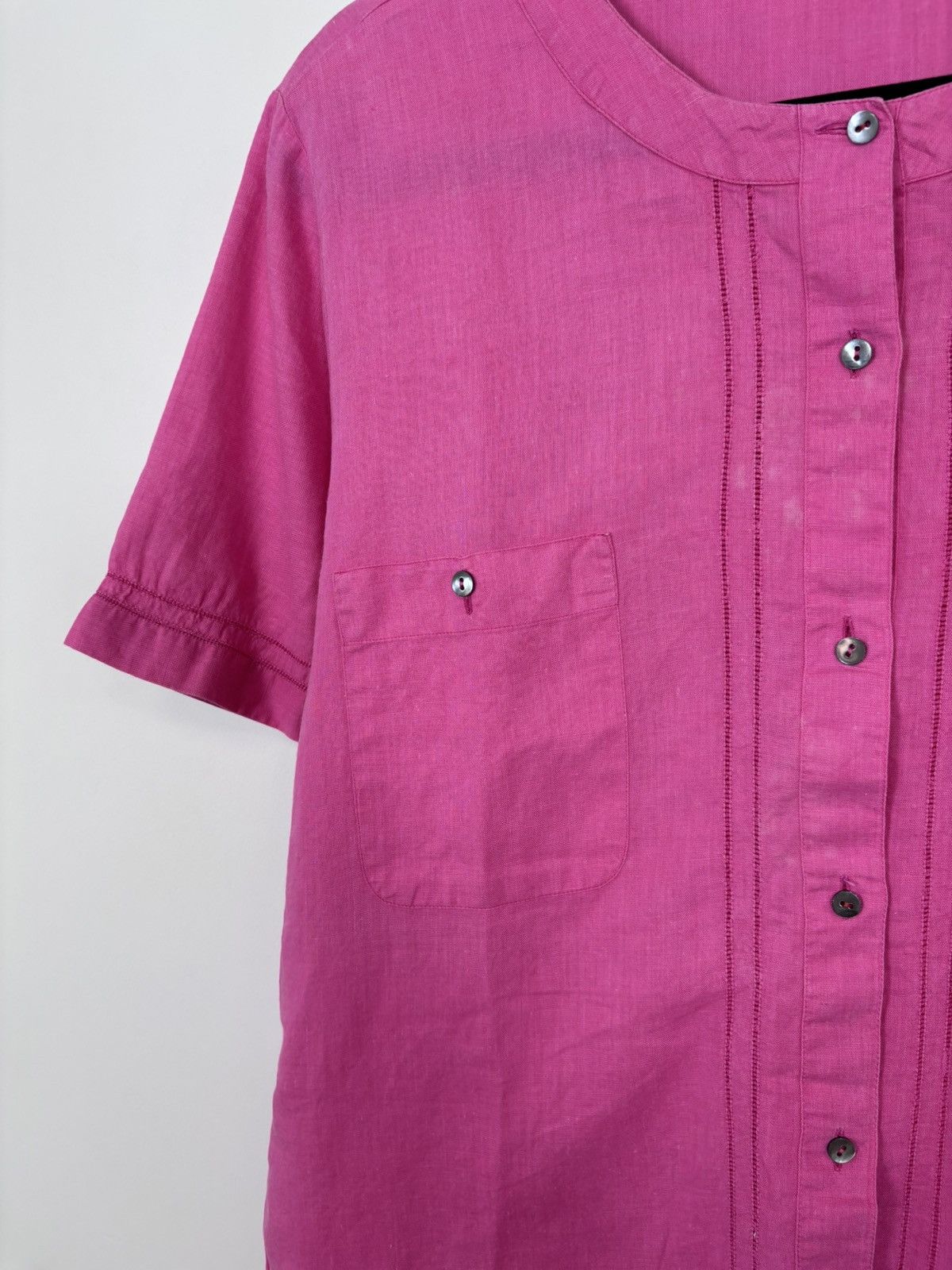 Davide Cenci Davide Cenci Vintage Women’s Pink Linen Short Sleeve Shirt Size L / US 10 / IT 46 - 7 Thumbnail