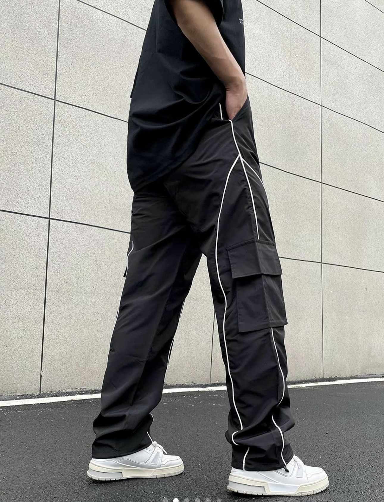 Other Men's Thin Letter Patched Contrast Binding Cargo Pants Size US 36 / EU 52 - 6 Thumbnail