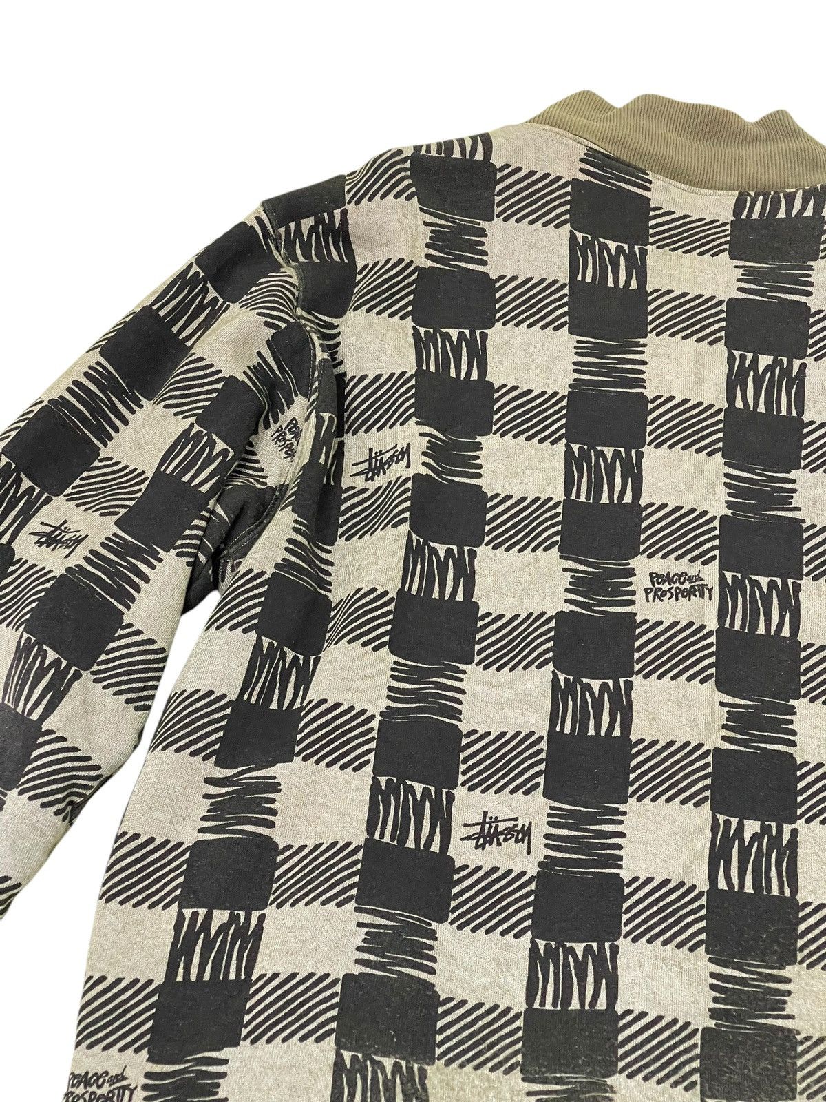 Japanese Brand Y2K Stussy Checker Varsity Jacket Sweatshirt 5🟩9 Size US L / EU 52-54 / 3 - 16 Thumbnail