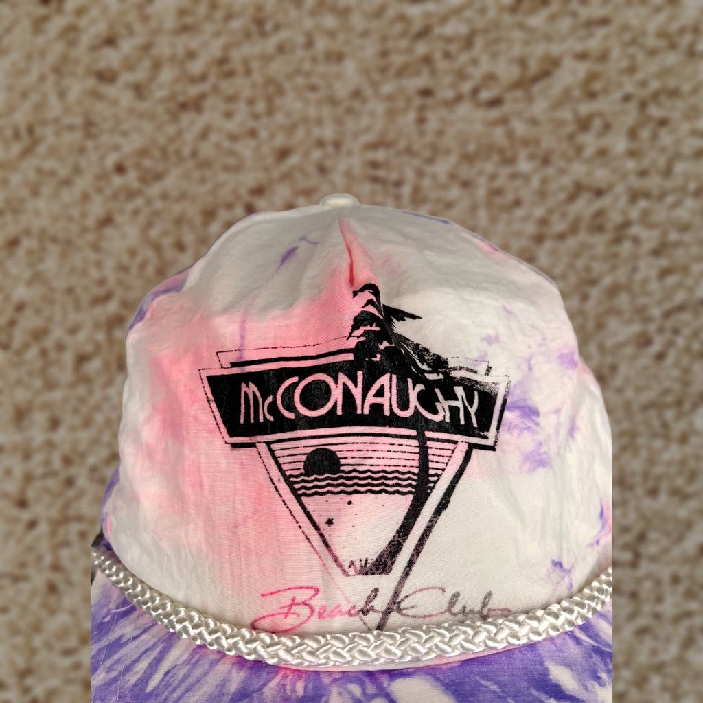 Vintage VINTAGE McConaughy Beach Club Hat Cap Snap Back Adult Pink Purple Tie Dye Palm Sunset Size ONE SIZE - 1 Thumbnail