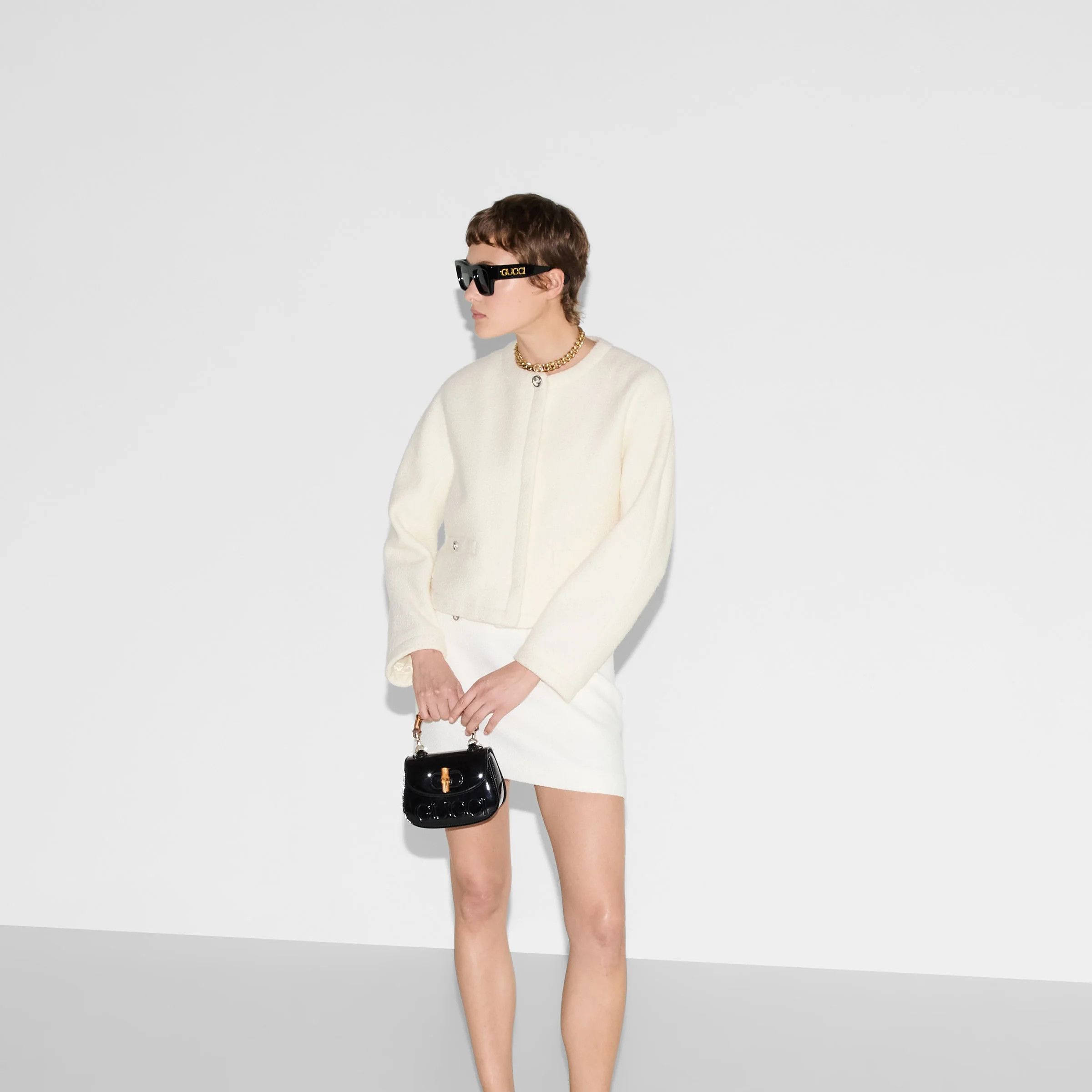 Gucci o1loc1c0226 803857 Wool Bouclé Jacket in Off White Size L / US 10 / IT 46 - 6 Thumbnail