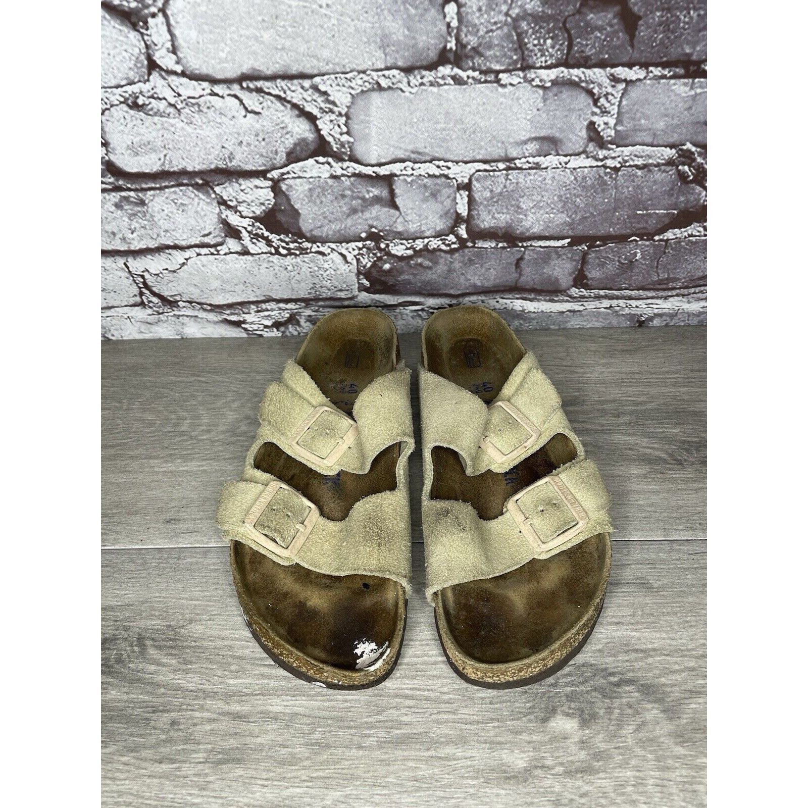 Birkenstock Birkenstock Arizona SOFT FOOTBED Beige Suede Leather Sandals Size US 10 / IT 40 - 15 Thumbnail