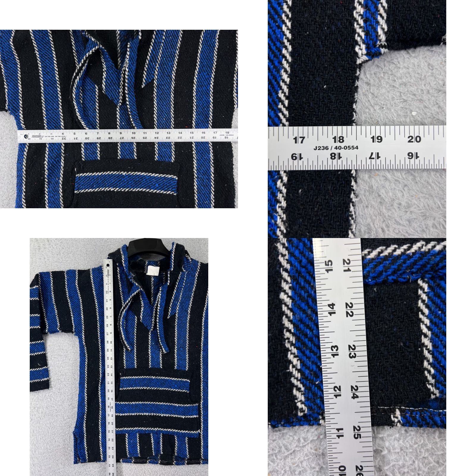 Vintage Baja Hoodie Mens Medium Green Blue Stripe Acrylic Blend Mexico Poncho Drug Rug Sweatshirt Pullover Hooded Size US S / EU 44-46 / 1 - 8 Thumbnail