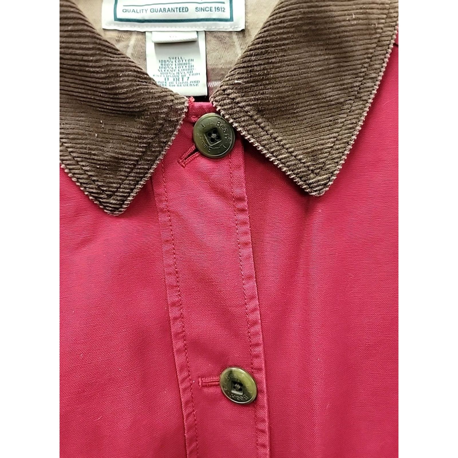 Vintage L.L. Bean Women's Red Button Up Jacket XL Plaid Lining Corduroy Collar Jacket Size XL / US 12-14 / IT 48-50 - 3 Thumbnail