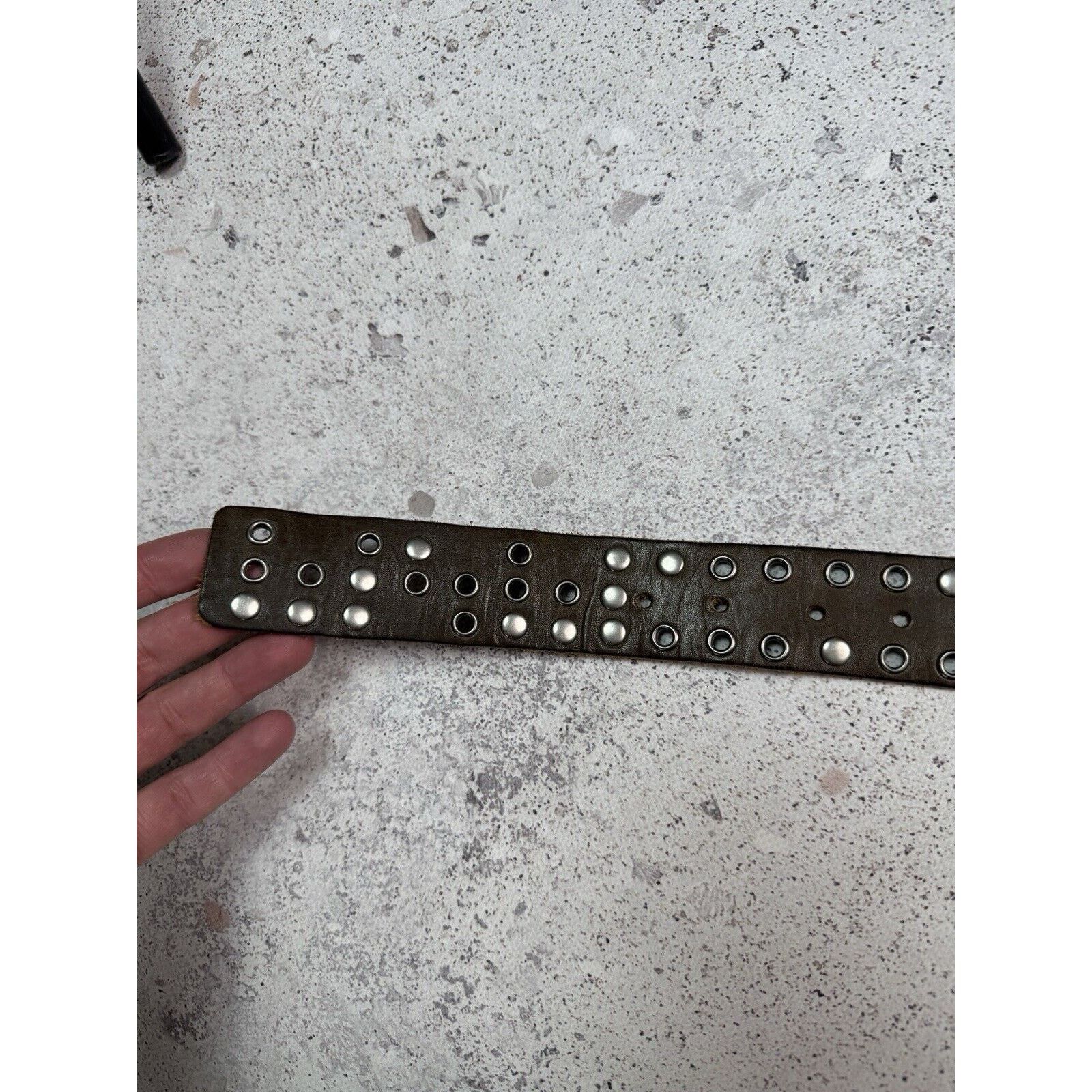 Other Vintage Punk Leather Belt Y2K Rhinestones Metal Spikes Size 34 - 6 Thumbnail