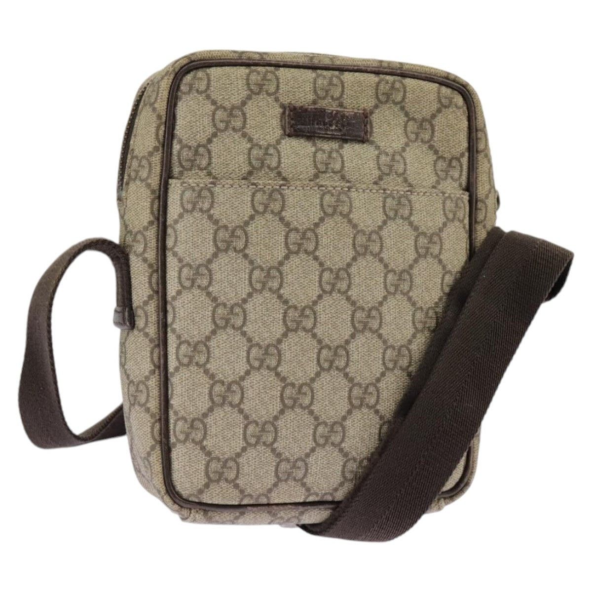 Gucci GG Supreme Shoulder Bag Pvc Beige Silver, Women's
