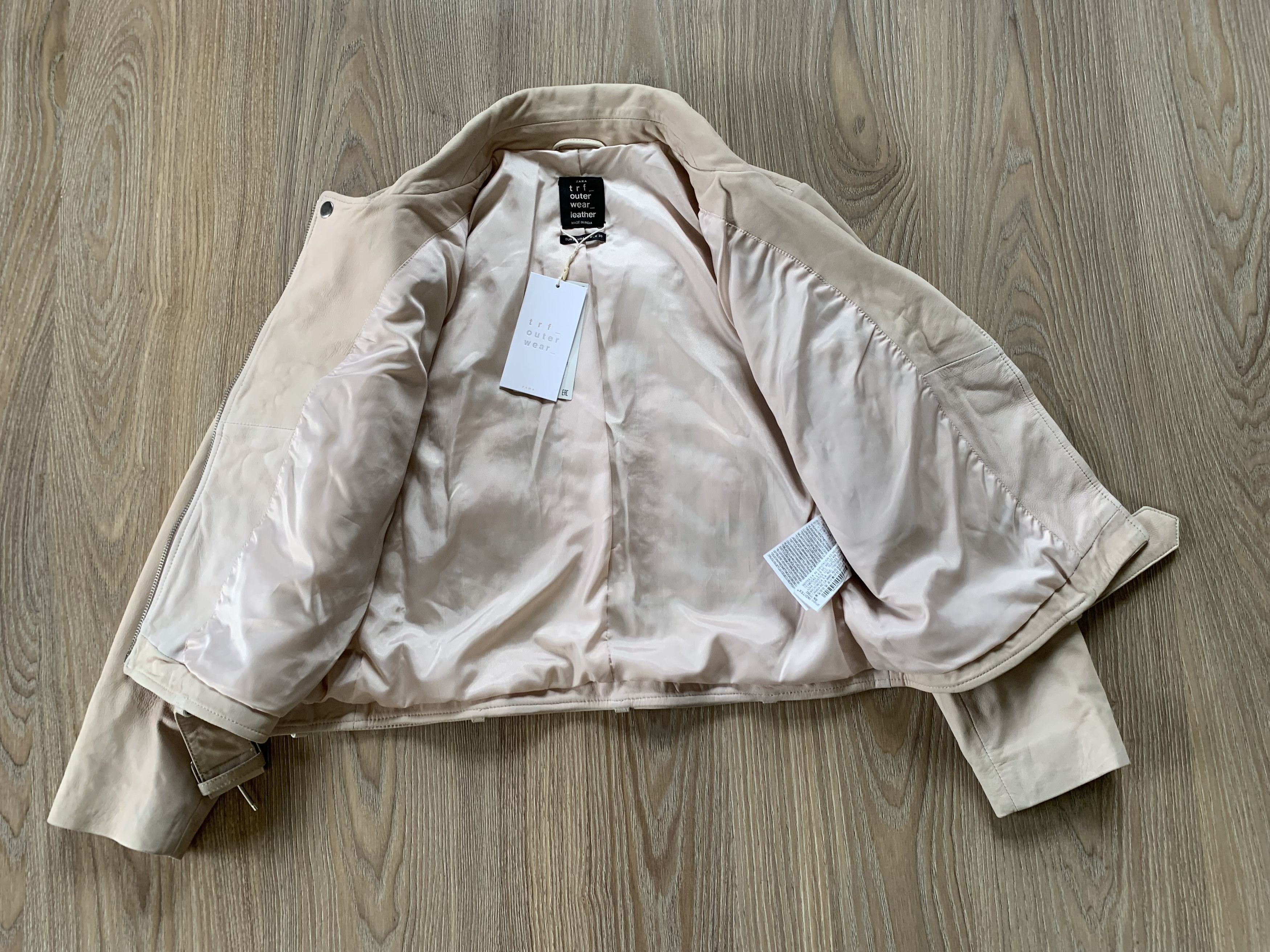 Zara Zara Womans Biker Embroidered Leather Jacket Size L / US 10 / IT 46 - 7 Thumbnail