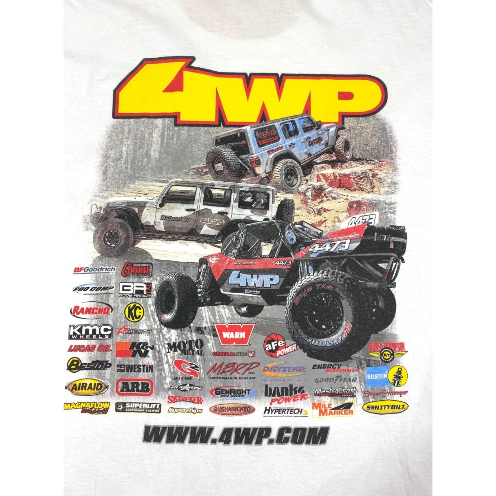 Fruit Of The Loom VINTAGE Fruit of the Loom 4WP Offroading Trucks T-Shirt XL White Mens Crew Neck Short Sleeve Logo 1467 90s Off Road Racing Size US XL / EU 56 / 4 - 2 Thumbnail