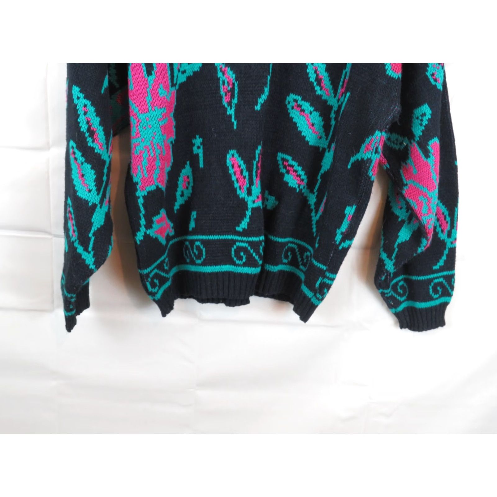 Vintage VINTAGE Bristol Court Sweater Women L Black 80s Knit Pullover Round Neck Long Sleeve Acrylic Cotton Ramie design Size L / US 10 / IT 46 - 6 Thumbnail