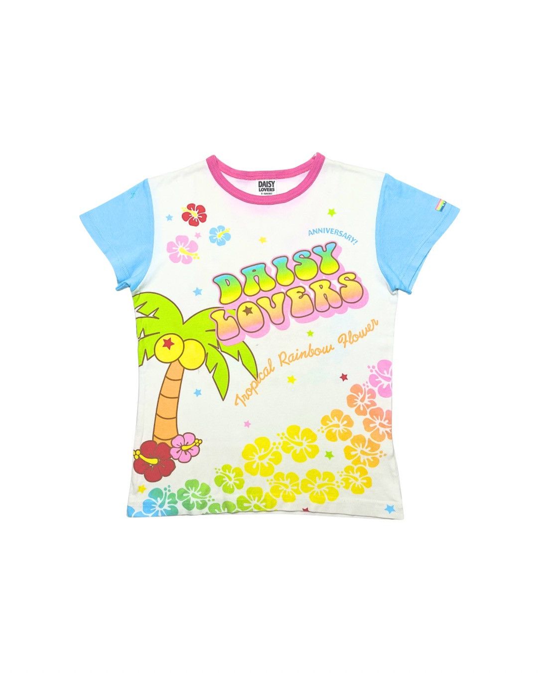 Japanese Brand Daisy Lovers Tropical Rainbow Flower Tee Size S / US 4 / IT 40 - 1 Thumbnail