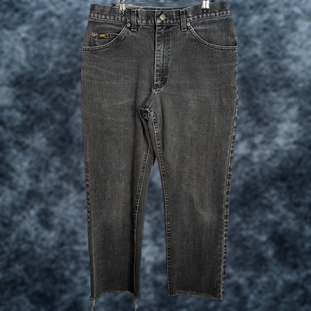 Lee Lee Mens Black Denim Jeans Straight Leg 5-Pocket Size 33 x 34 Regular Inseam 28" Cotton Blend Vintage: No Size US 33 - 1 Thumbnail