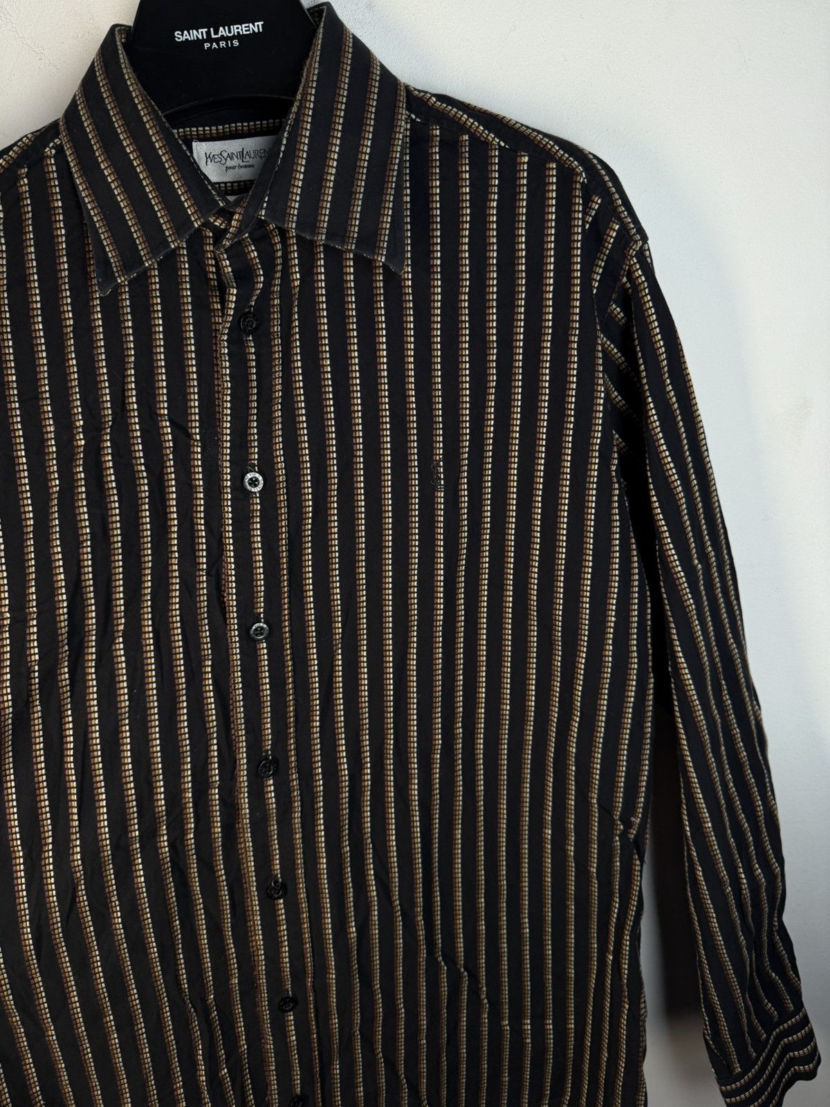 Yves Saint Laurent Black YSL Shirt Striped Button Up Dress Shirt Casual Collar Size US M / EU 48-50 / 2 - 9 Thumbnail
