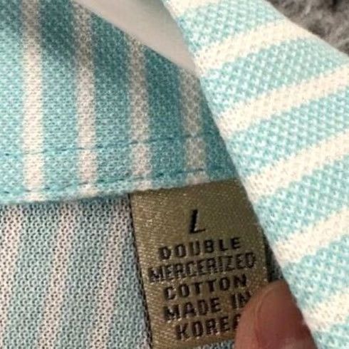 Peter Millar VINTAGE Peter Millar Shirt Men Large Aqua Pinstripe Polo Golf Rugby Short Sleeve Size US L / EU 52-54 / 3 - 5 Thumbnail