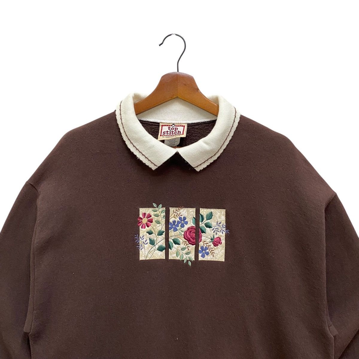 Vintage Vintage 90s Top Stitch Sweatshirt Double Collar Morning Sun Size US L / EU 52-54 / 3 - 2 Thumbnail