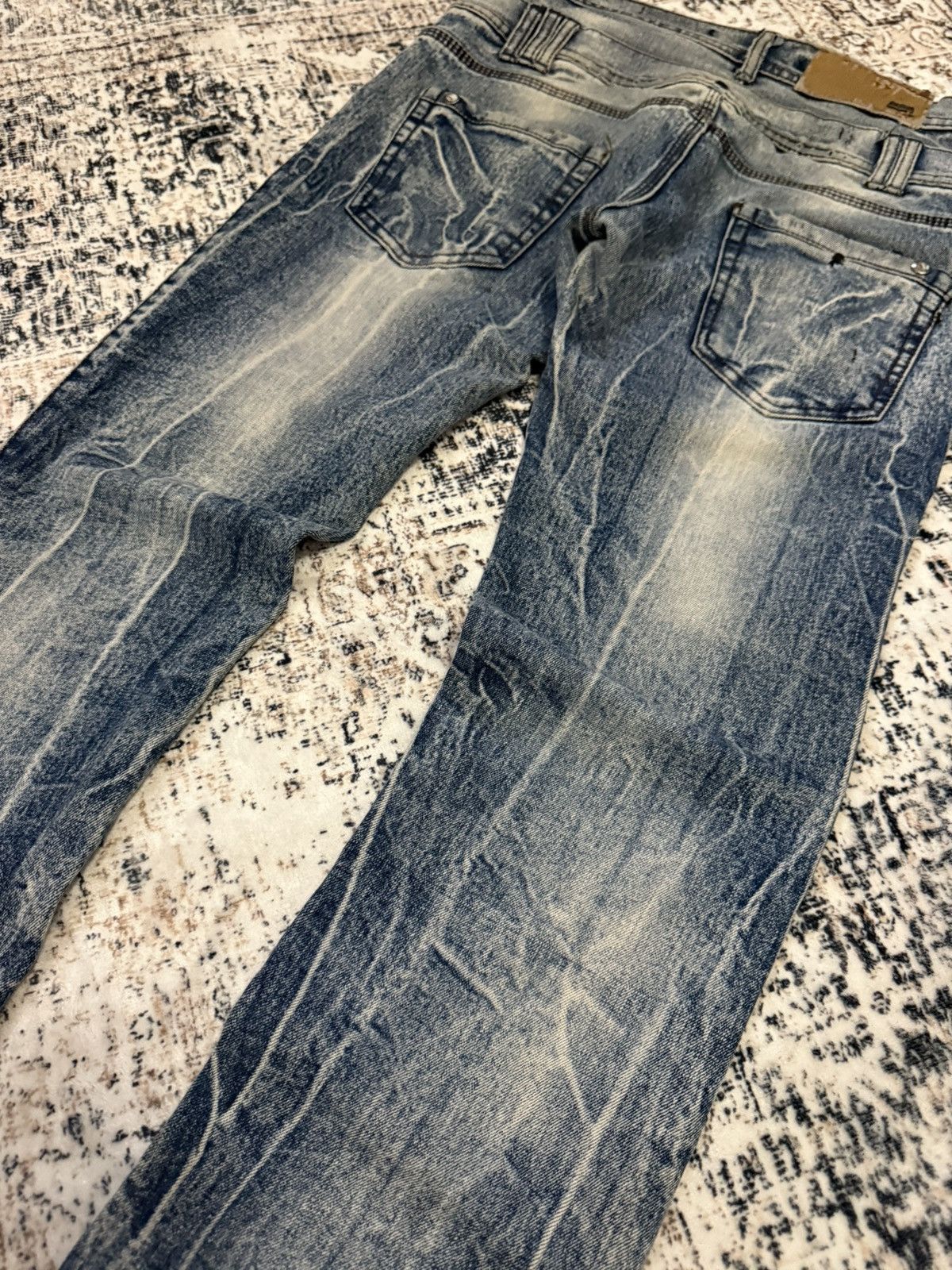 If Six Was Nine Diesel Black Gold Double Waist Whiskers Stack Flared Jeans Size US 29 - 15 Thumbnail