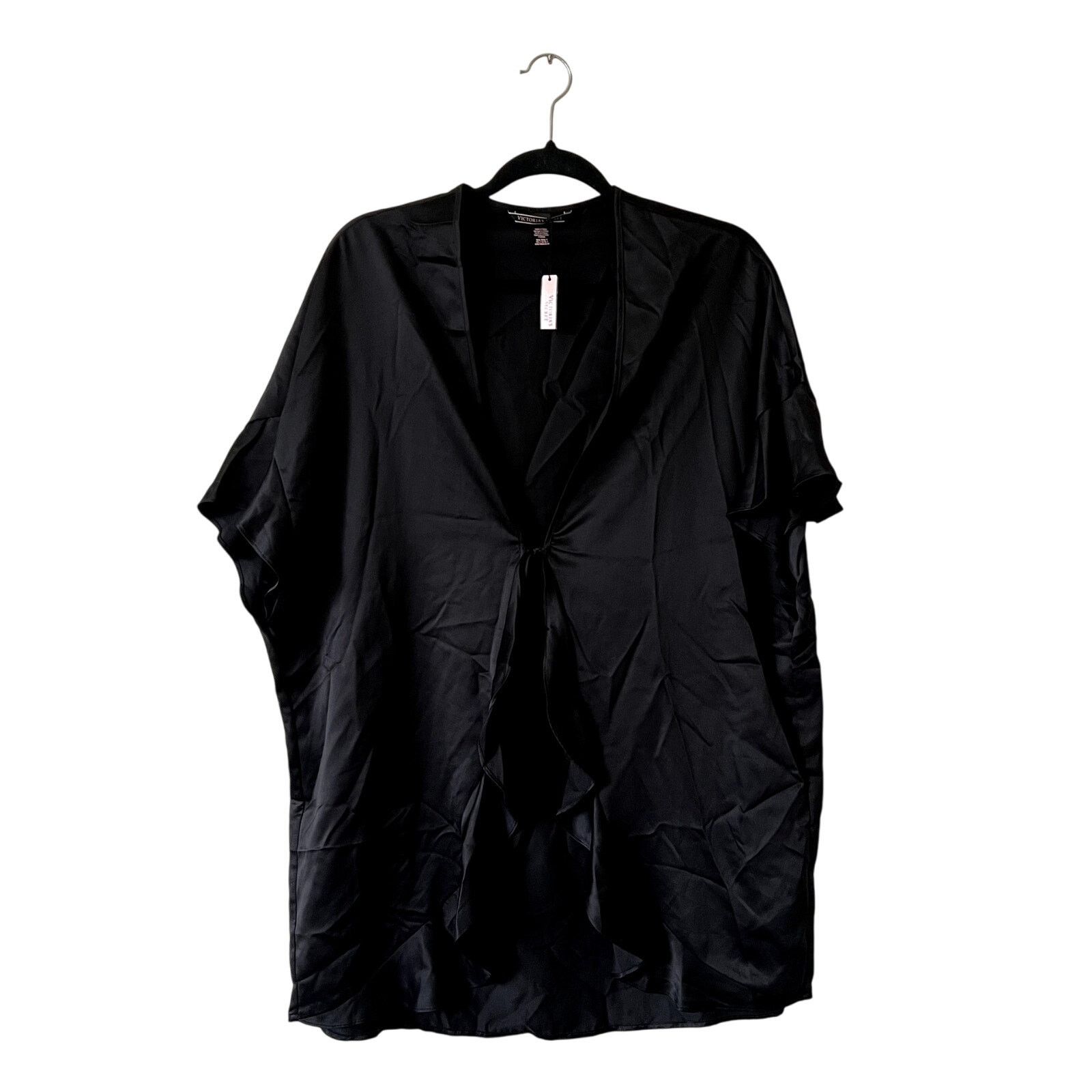 Victoria's Secret Victoria's secret black silky robe One size C5 Size ONE SIZE - 1 Thumbnail