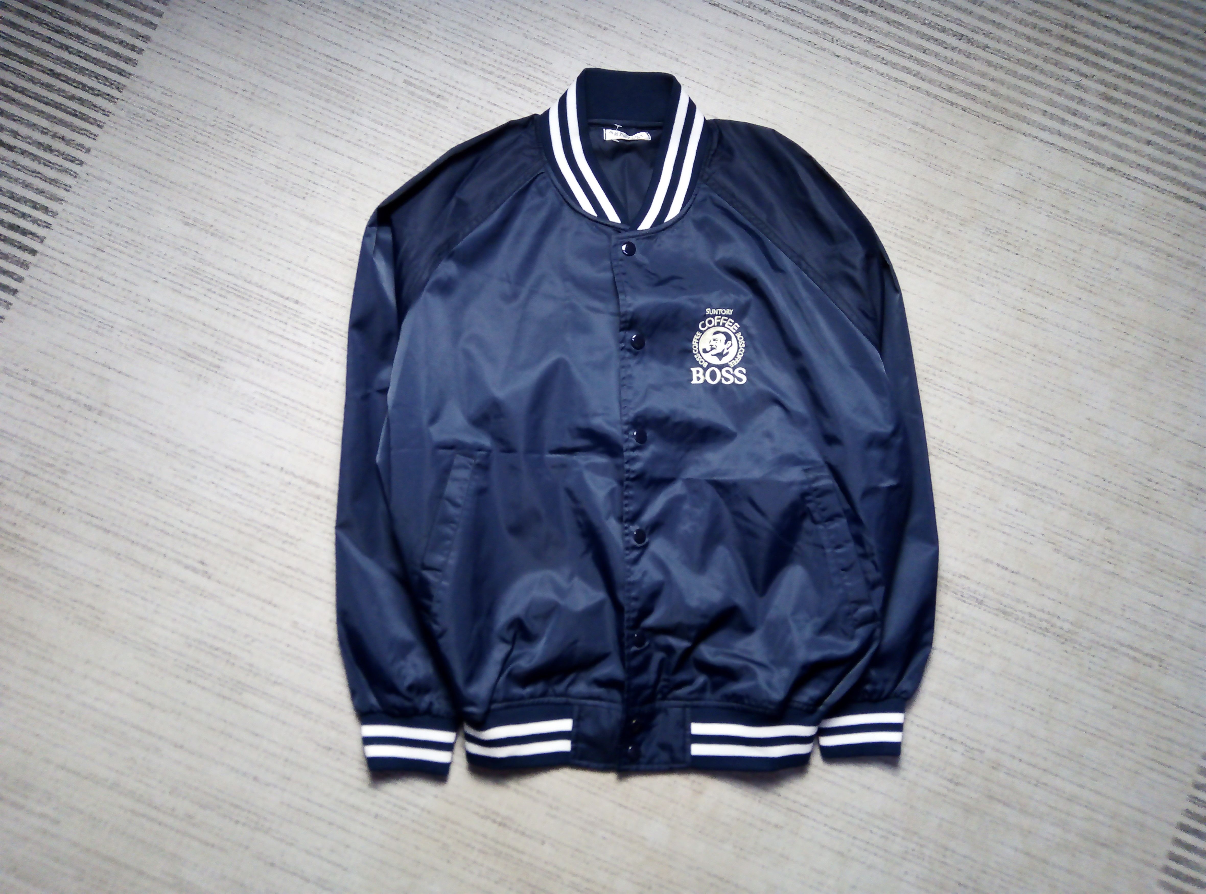 Vintage Suntory boss coffee varsity bomber jacket Size US L / EU 52-54 / 3 - 8 Thumbnail