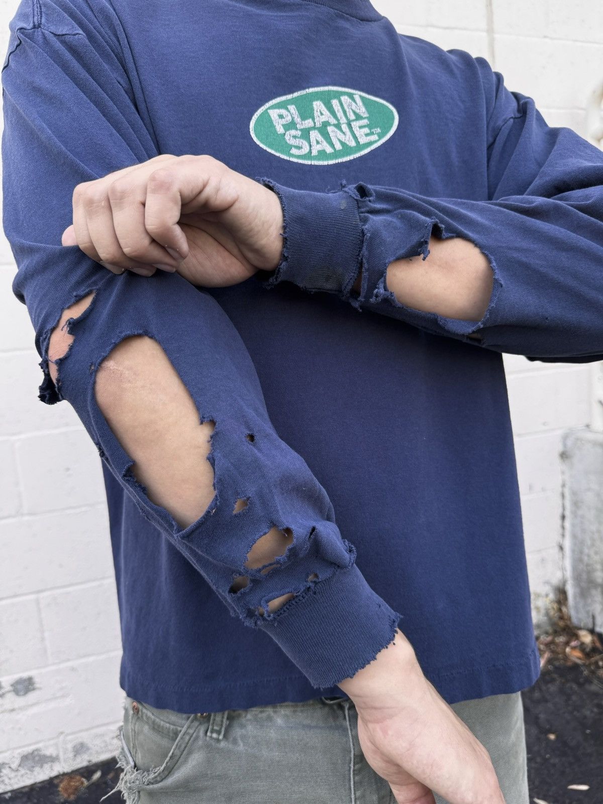 Other VTG 90’s Plain Sane LS Distressed Faded Graphic Skater Shirt Size US L / EU 52-54 / 3 - 4 Thumbnail