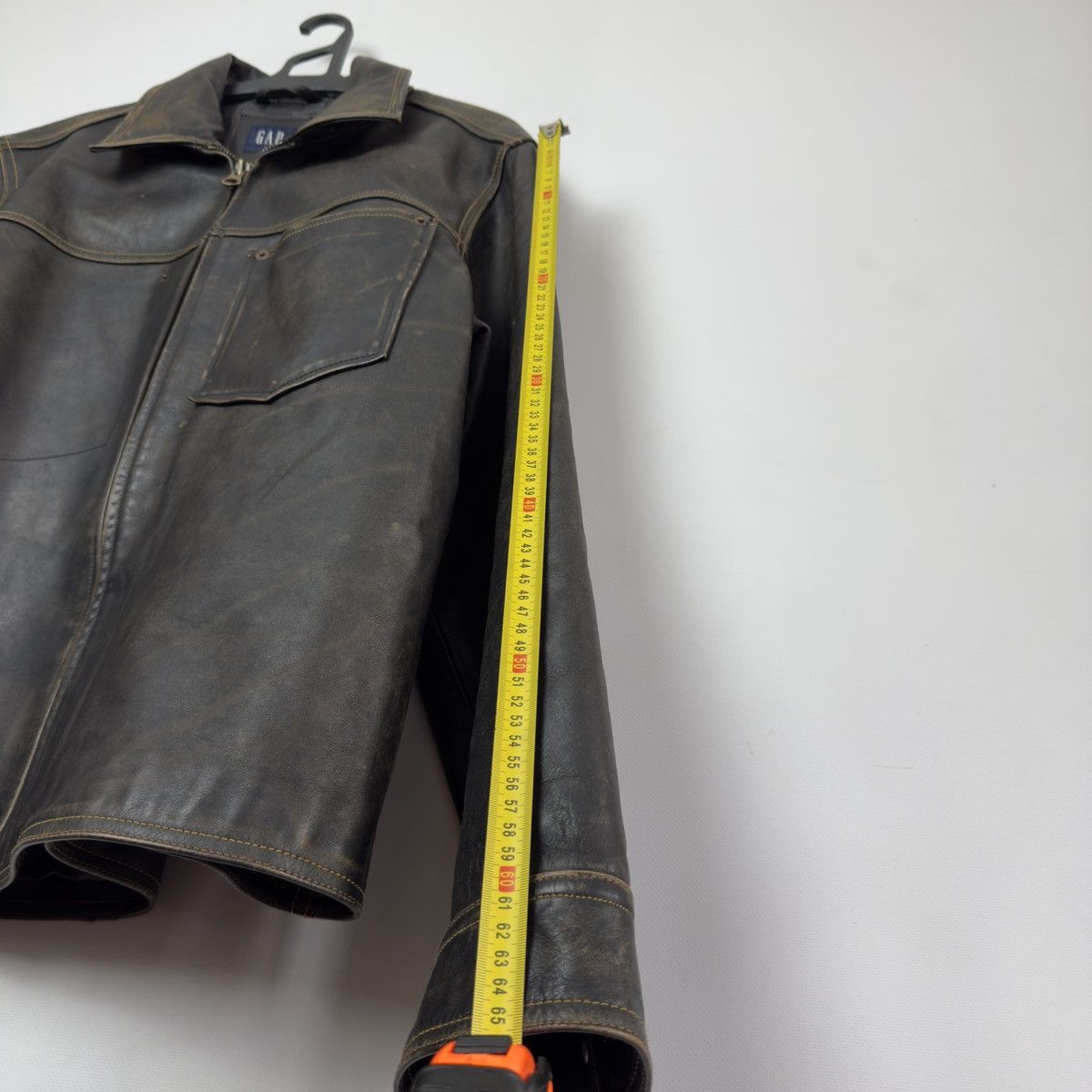 Gap Y2k OLD GAP Distressed Leather Jacket Heavyweight Boxy Faded Size US L / EU 52-54 / 3 - 13 Thumbnail