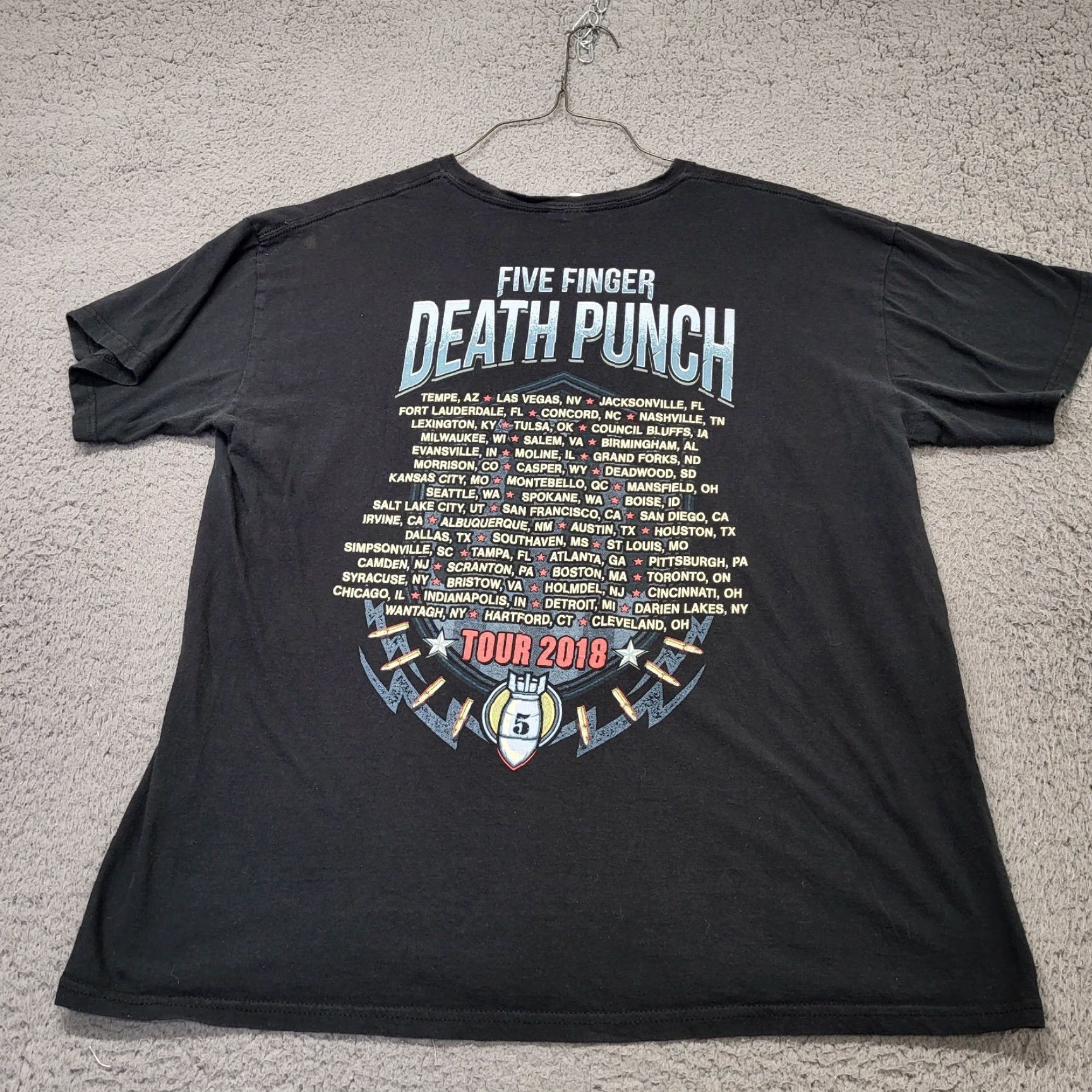 Vintage Five Finger Death Punch Tour Tshirt Mens Size XL 2018 Concert Black Winged Skull Size US XL / EU 56 / 4 - 3 Thumbnail