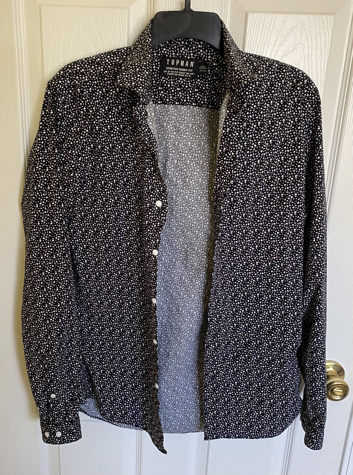 Topman Topman Men’s M Medium Long Sleeve Button Shirt Black & White Size US M / EU 48-50 / 2 - 3 Thumbnail