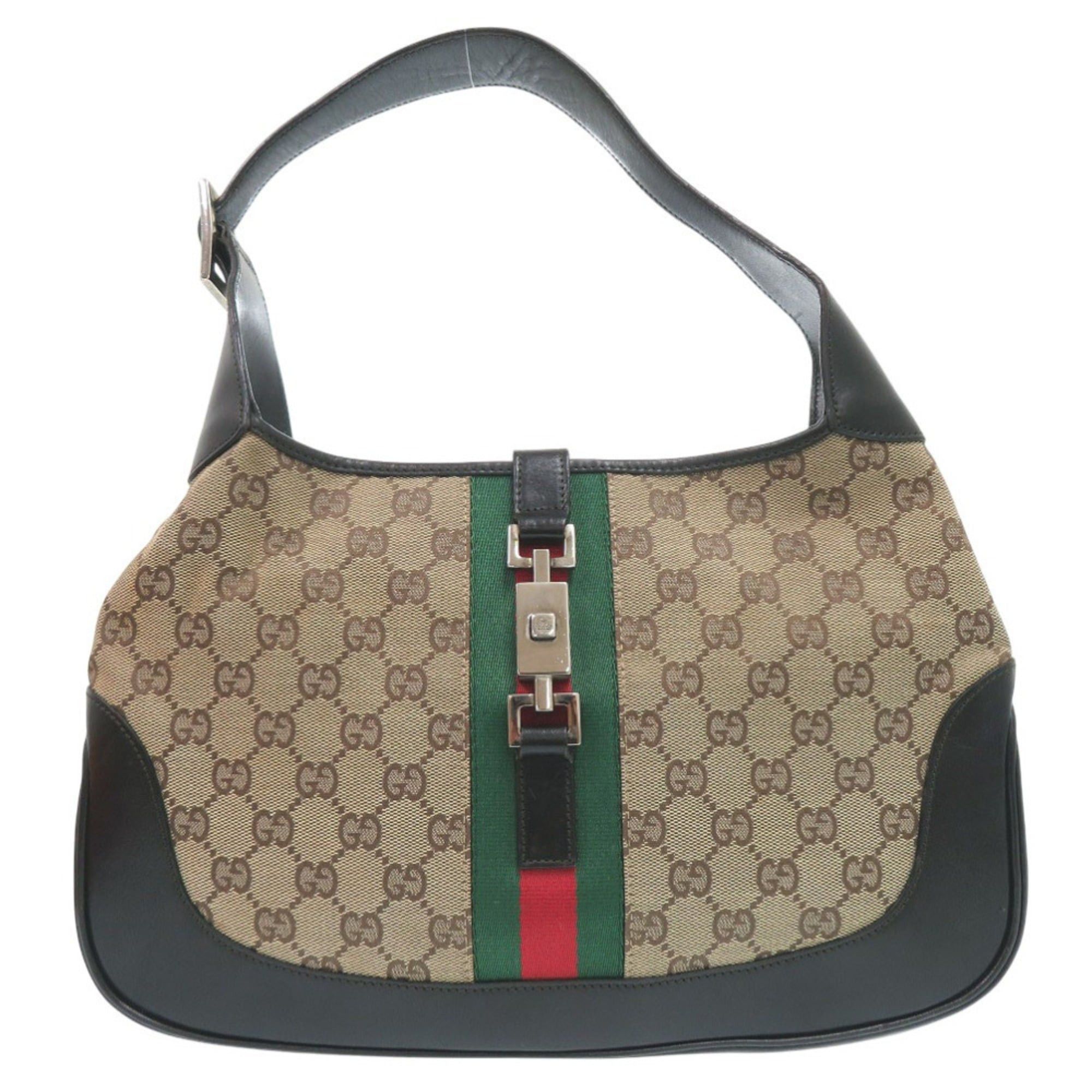 Gucci Gucci Jackie Line Shoulder Bag 001 3306 3444 GG Canvas Leather Beige 1624 Size ONE SIZE - 1 Thumbnail
