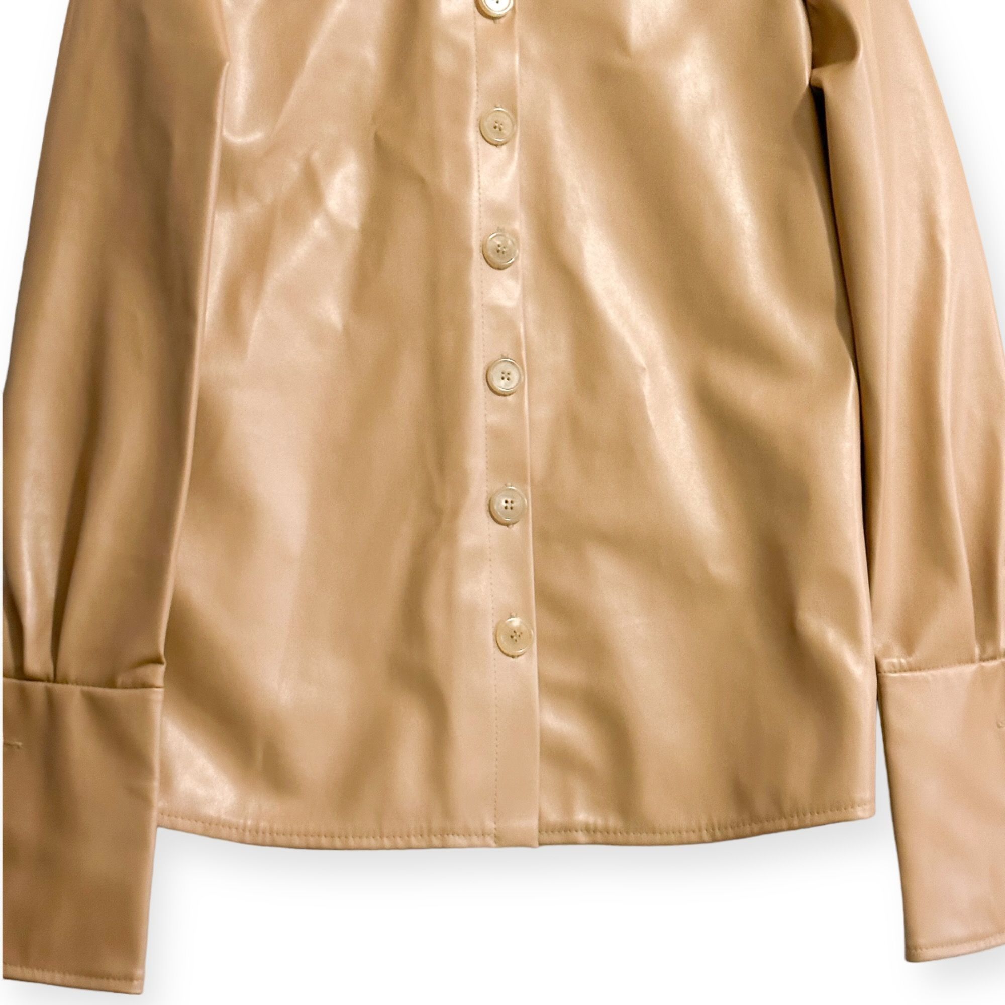 A.W.A.K.E. MODE A.W.A.K.E. MODE Faux Leather Shirt With Cuff Detail, Size 34 Size XS / US 0-2 / IT 36-38 - 13 Thumbnail
