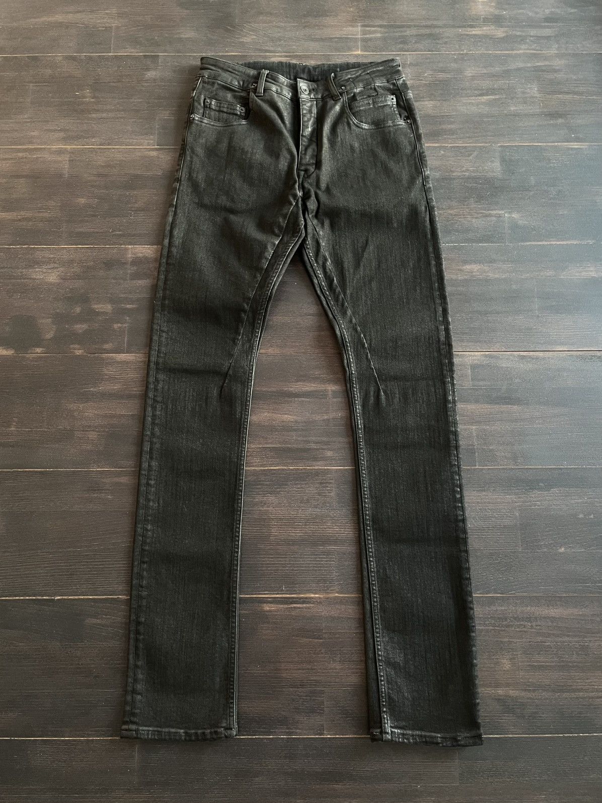 Rick Owens × Rick Owens Drkshdw rick owens fw17 “glitter” black waxed detroit cut jeans Size US 30 / EU 46 - 1 Thumbnail