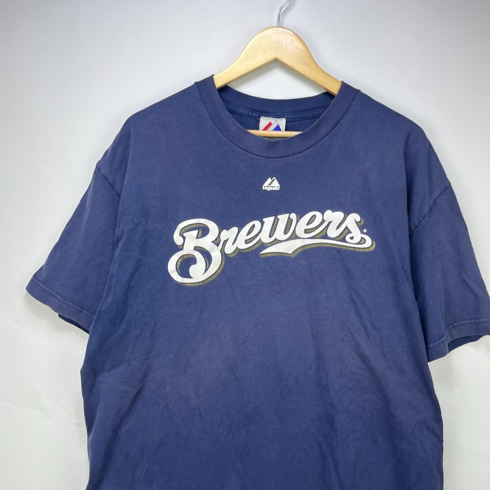 Majestic Vintage Majestic Milwaukee Brewers Braun Faded T Shirt XL Size ONE SIZE - 2 Thumbnail