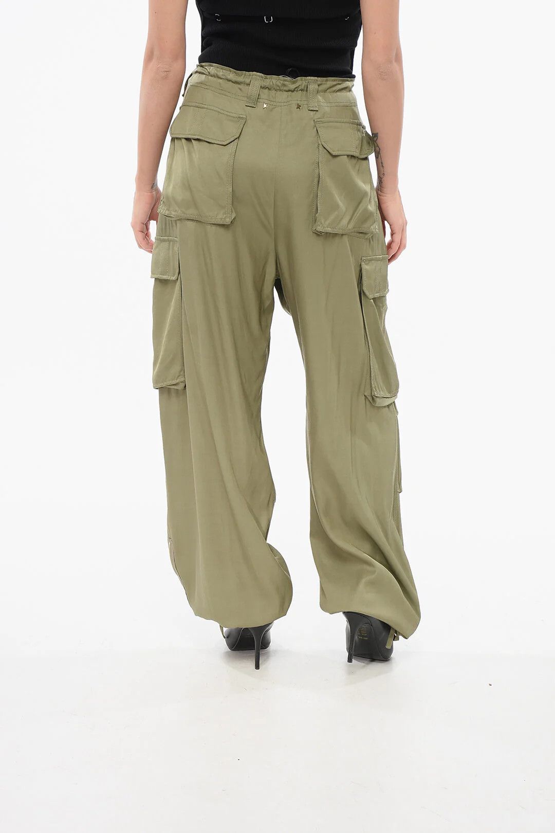 Golden Goose og1mm0426 Viscose Cargo Pant in Green Size 28" / US 6 / IT 42 - 2 Thumbnail