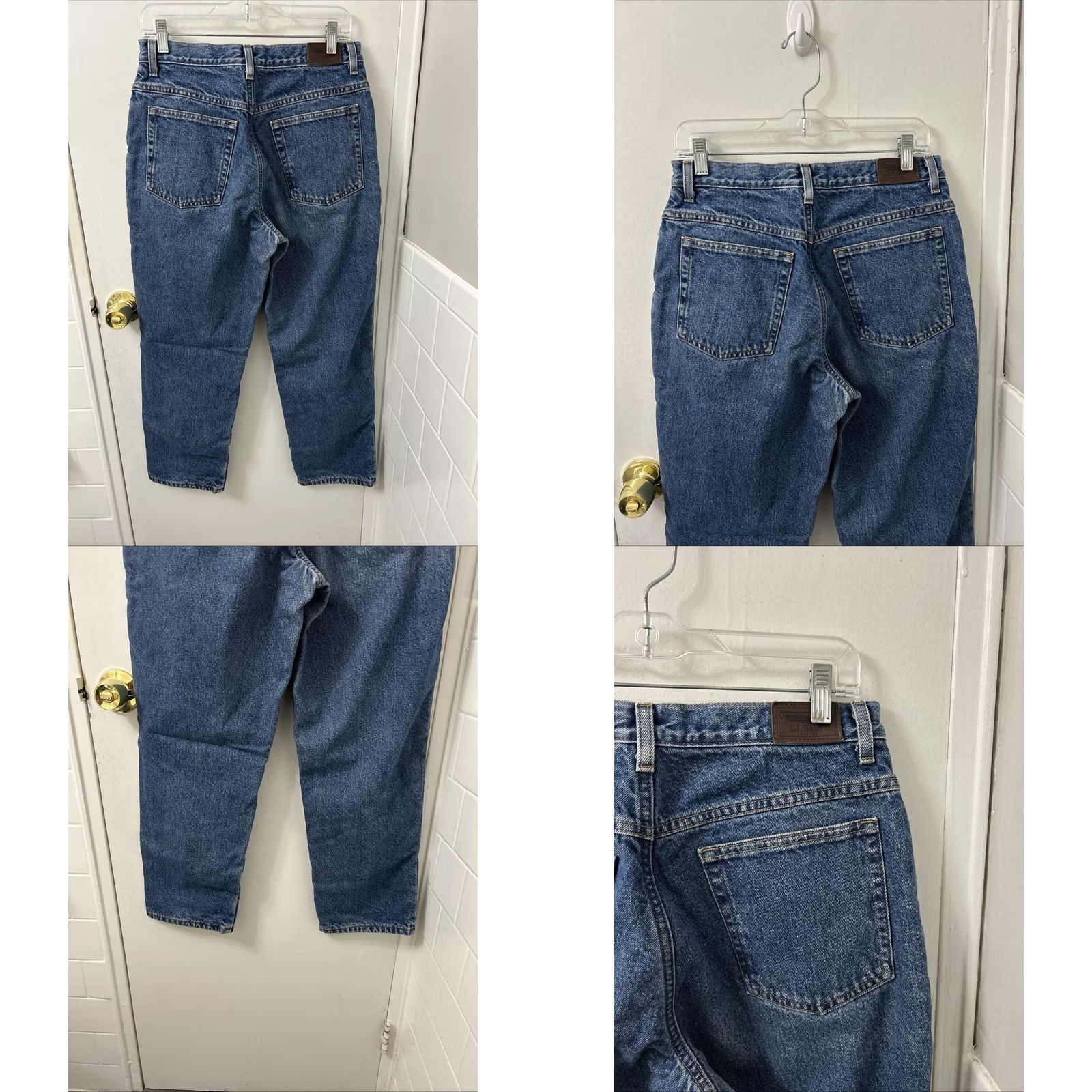 Vintage LL Bean Jeans Womens 12x27 Medium Wash Relaxed Fit Denim Flannel Lined 5-Pocket High Rise Cuffed 27 Inseam Blue Plaid Autumn Winter Size 34" / US 12 / IT 48 - 8 Thumbnail