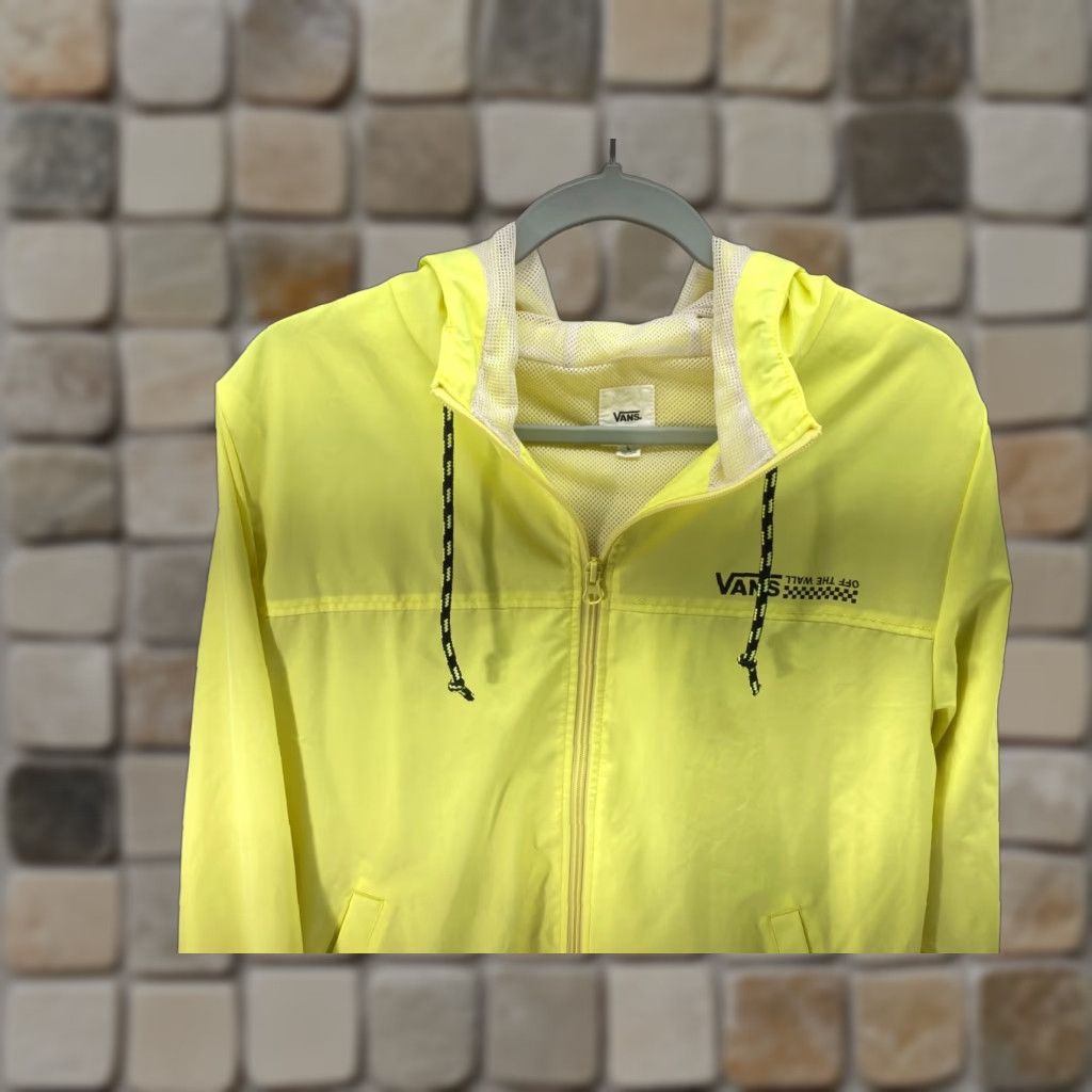 Vans Vans Kastle Turvey Windbreaker Jacket Womens L Yellow Zip Up Hooded Drawstring Jacket Size L / US 10 / IT 46 - 1 Thumbnail