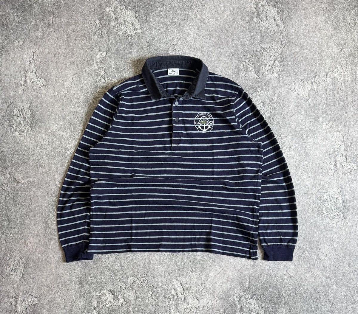 Lacoste × Vintage Lacoste XL striped rugby polo long sleeve sweatshirt jumper Size US XL / EU 56 / 4 - 5 Thumbnail