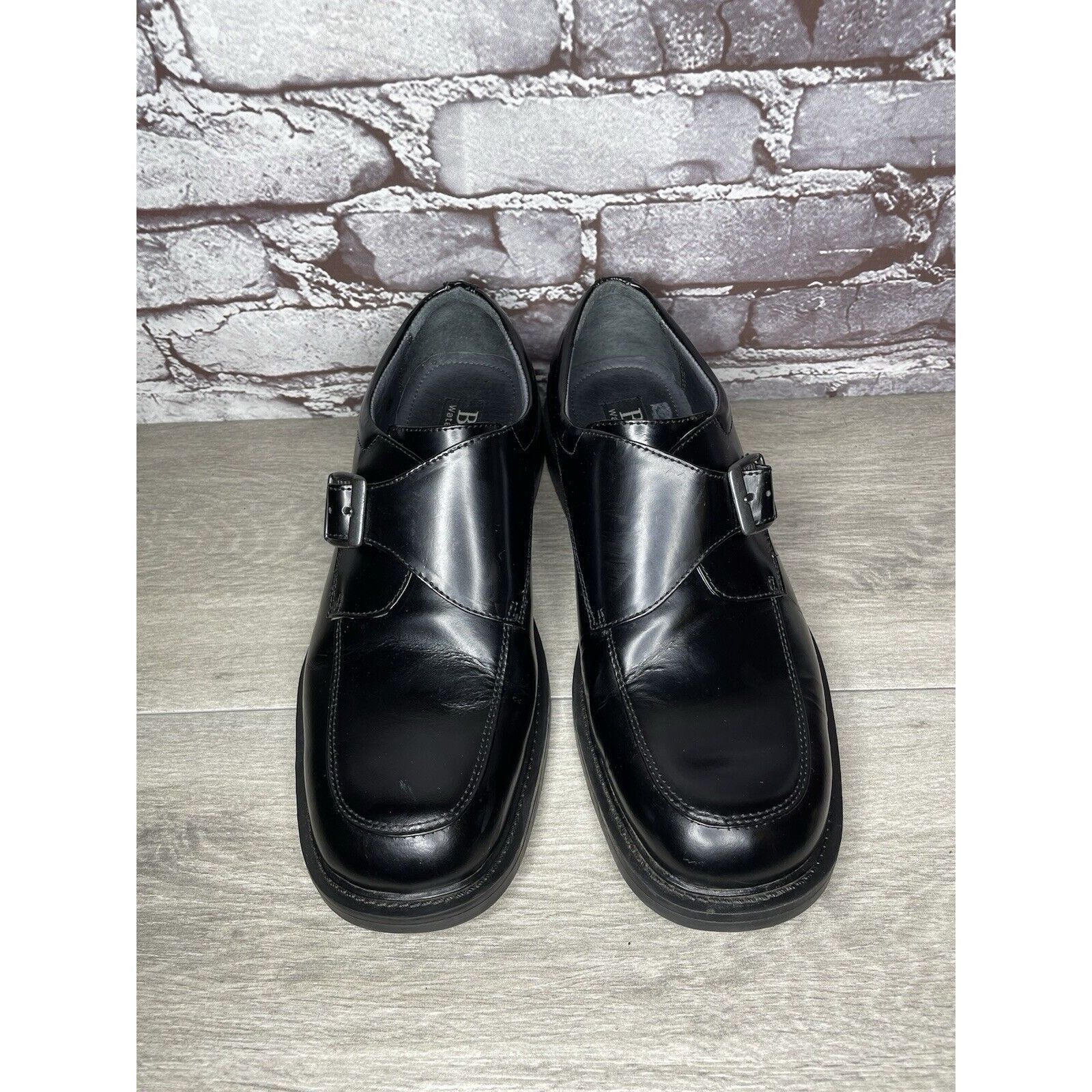 G.H. Bass & Co. Bass Waterproof Equity Black Leather Monk Strap Buckle Loafe Size US 9.5 / EU 42-43 - 14 Thumbnail
