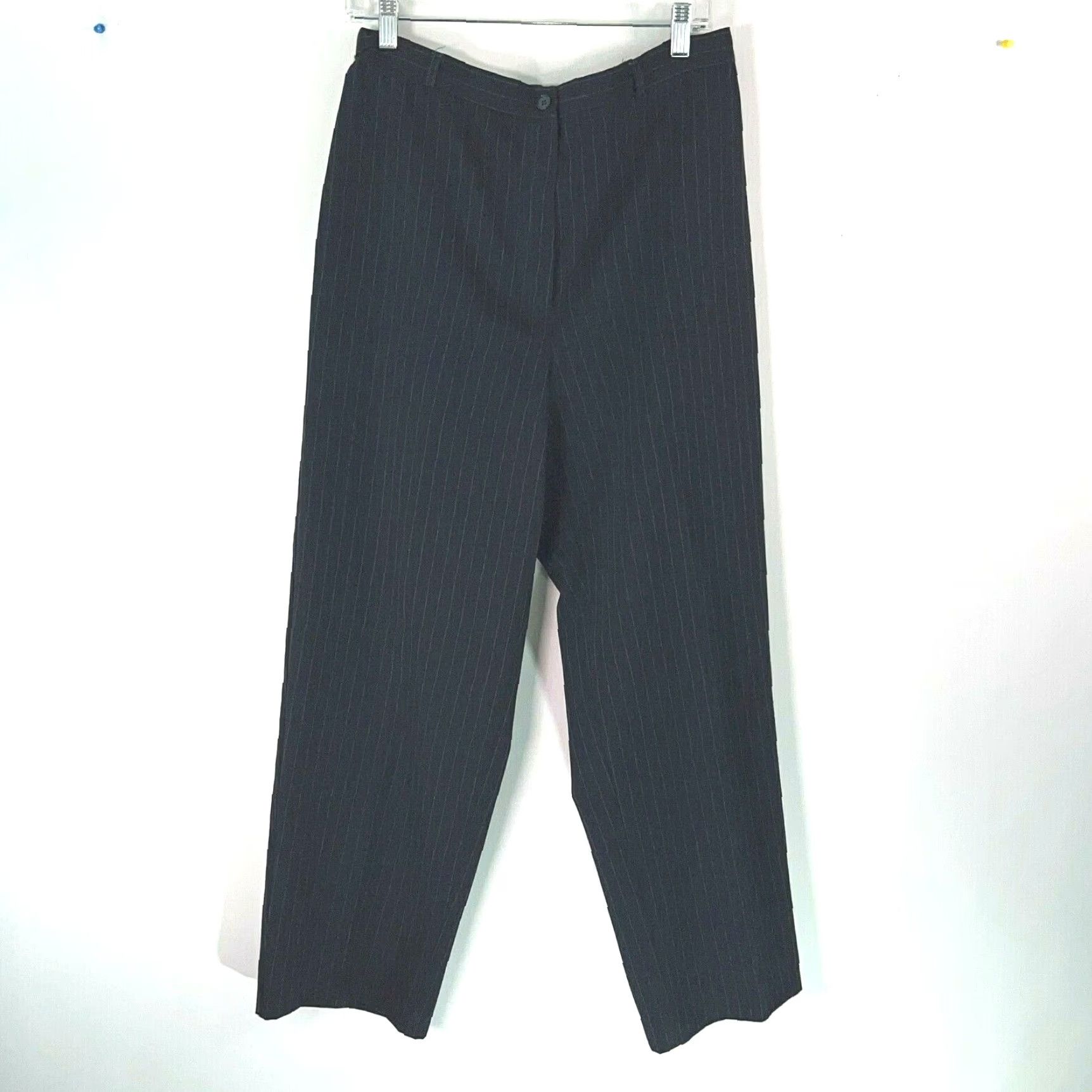 Vintage VINTAGE M&S Women Dress Pants Flat Front Striped Blue 32X29 Pants, Casual Regular Rise 29 in Inseam 29 in Mens? Size 24" / US 00 / IT 34 - 2 Thumbnail