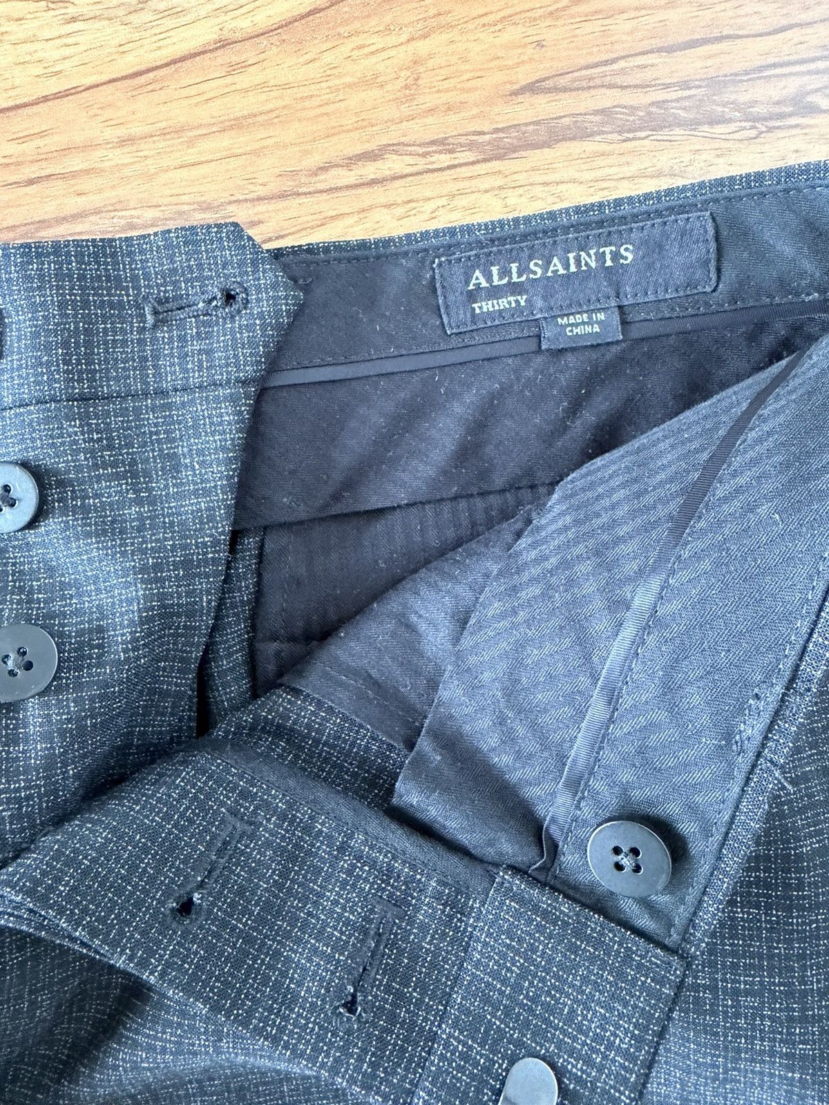 Allsaints AllSaints Grey Textured Trousers (Size 30) Size US 30 / EU 46 - 6 Thumbnail