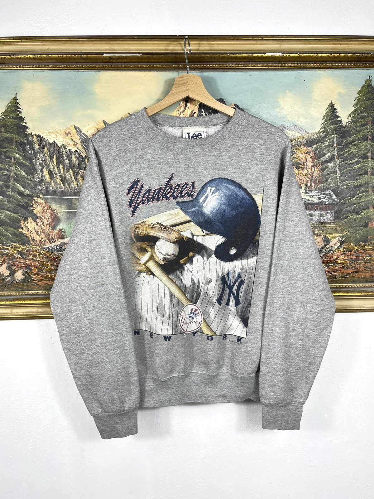 New York Yankees × Vintage New York Yankees Retro Lee Crewneck Nutmeg MLB Baseball Size US S / EU 44-46 / 1 - 1 Thumbnail