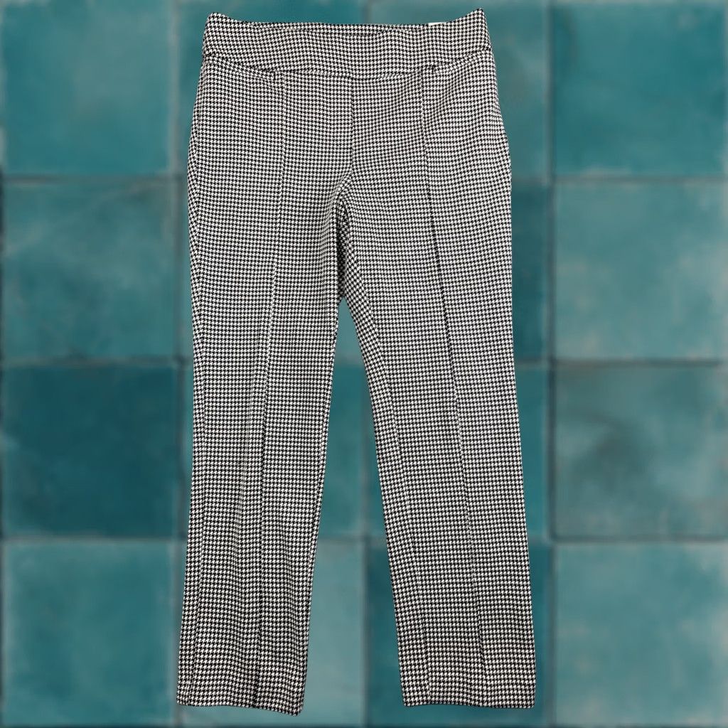 Vintage Lane Bryant Pants Womens 18 Black White Houndstooth Ponte Straight Mid Rise Pull On Size 40" / US 18 - 1 Thumbnail