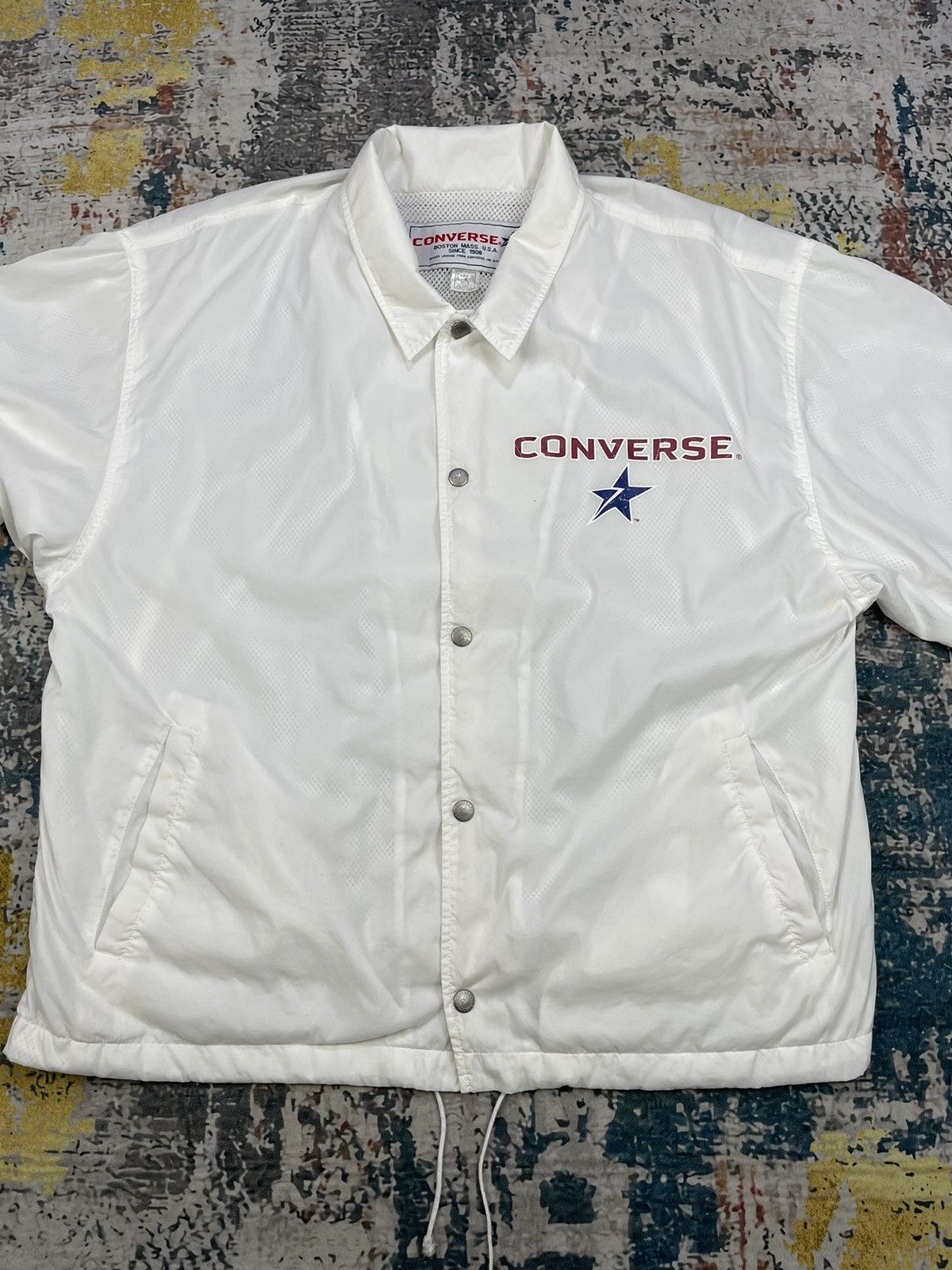Converse Vintage Converse Side Chest Logo Button Up Coach Jackets Size US L / EU 52-54 / 3 - 2 Thumbnail