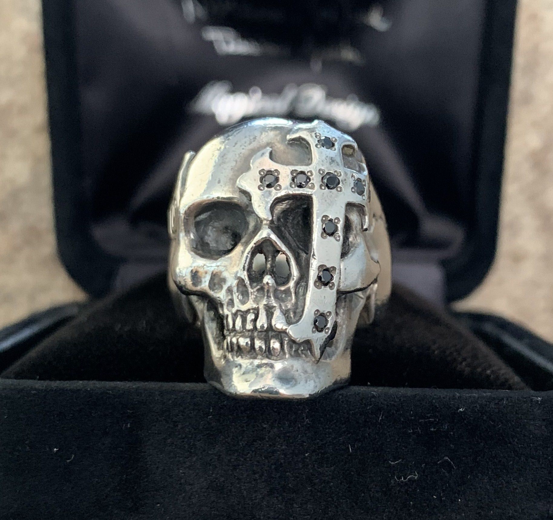 Number (N)ine SS05 "Nightcrawler" Bejeweled Silver Skull Ring w/ box Size ONE SIZE - 2 Thumbnail