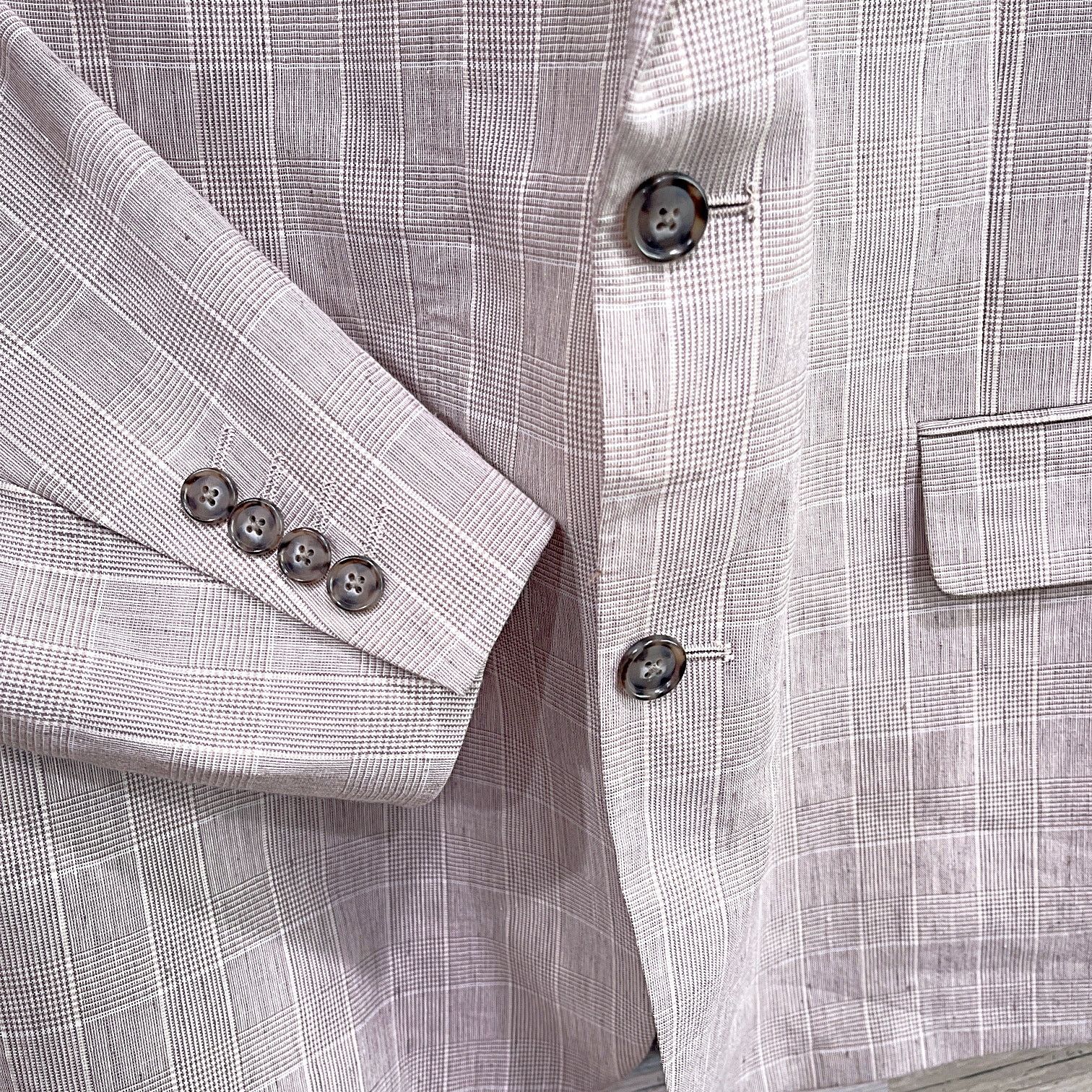 Stafford Stafford Linen Summer Sport Coat Jacket Beige Check Men 50R Size 50R - 3 Thumbnail