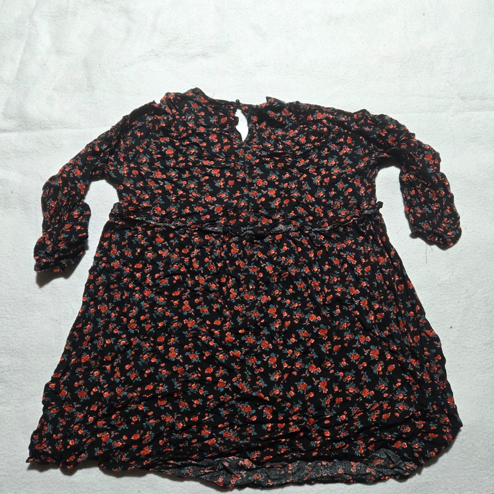 Vintage Cure Floral Blouse Shirt 3/4 Sleeve Adult Women's Size 3XL Black Floral Pattern Casual Summer Spring 3XL Womens Shirt Size XXL / US 16-18 / IT 52-54 - 7 Thumbnail
